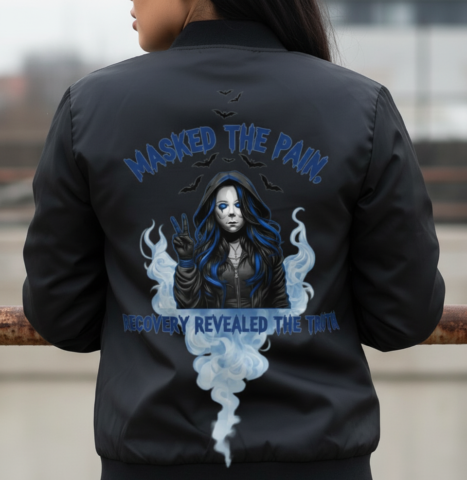 Grunge Women's Bomber Jacket, Recovery Fashion, Motivation Gift, Unique Streetwear, Layer for All Seasons