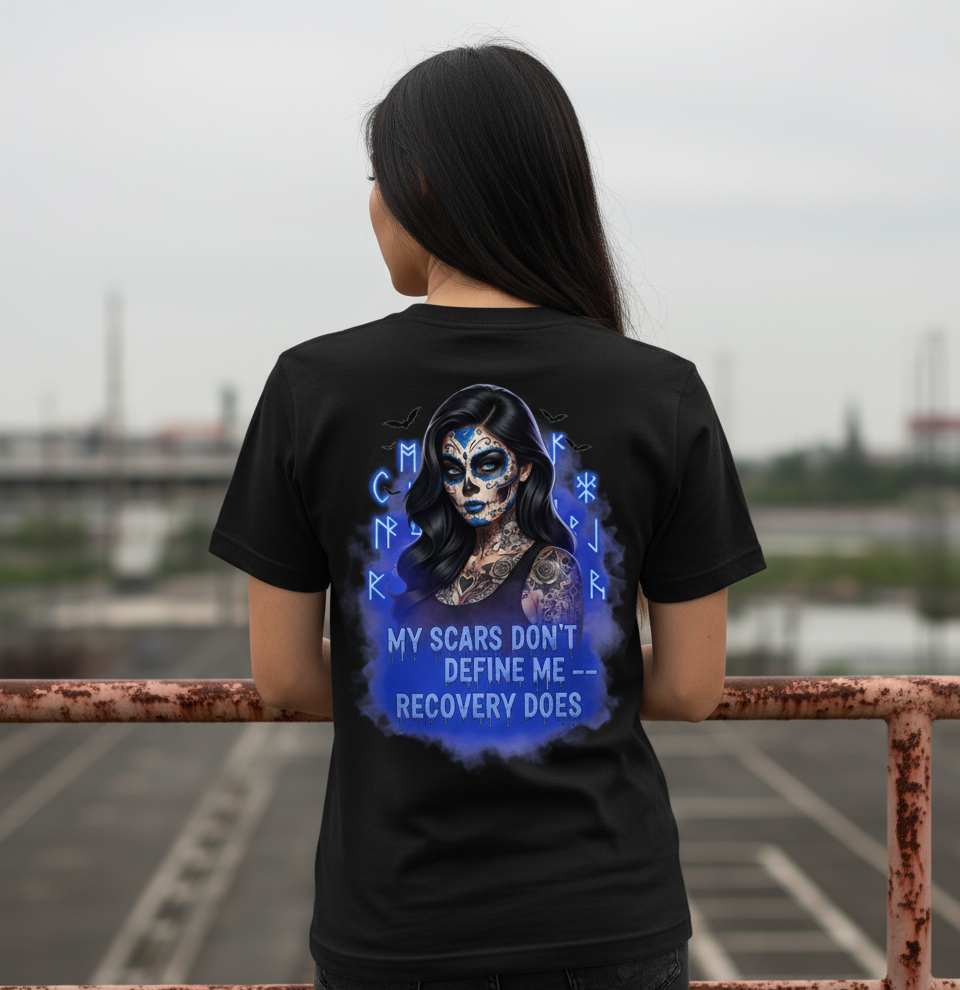 Recovery-Themed Unisex Cotton Tee, Inspirational T-Shirt, Mental Health Awareness Shirt, Scars Don't Define You, Self-Care Apparel