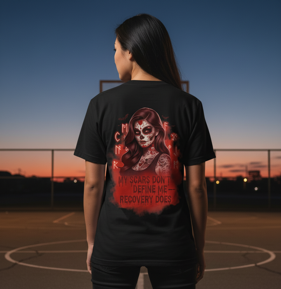 Gothic Recovery Tee - My Scars Don't Define Me - Halloween, Self-Love, Empowerment, Unisex Cotton Shirt, Gift Idea, Casual Wear