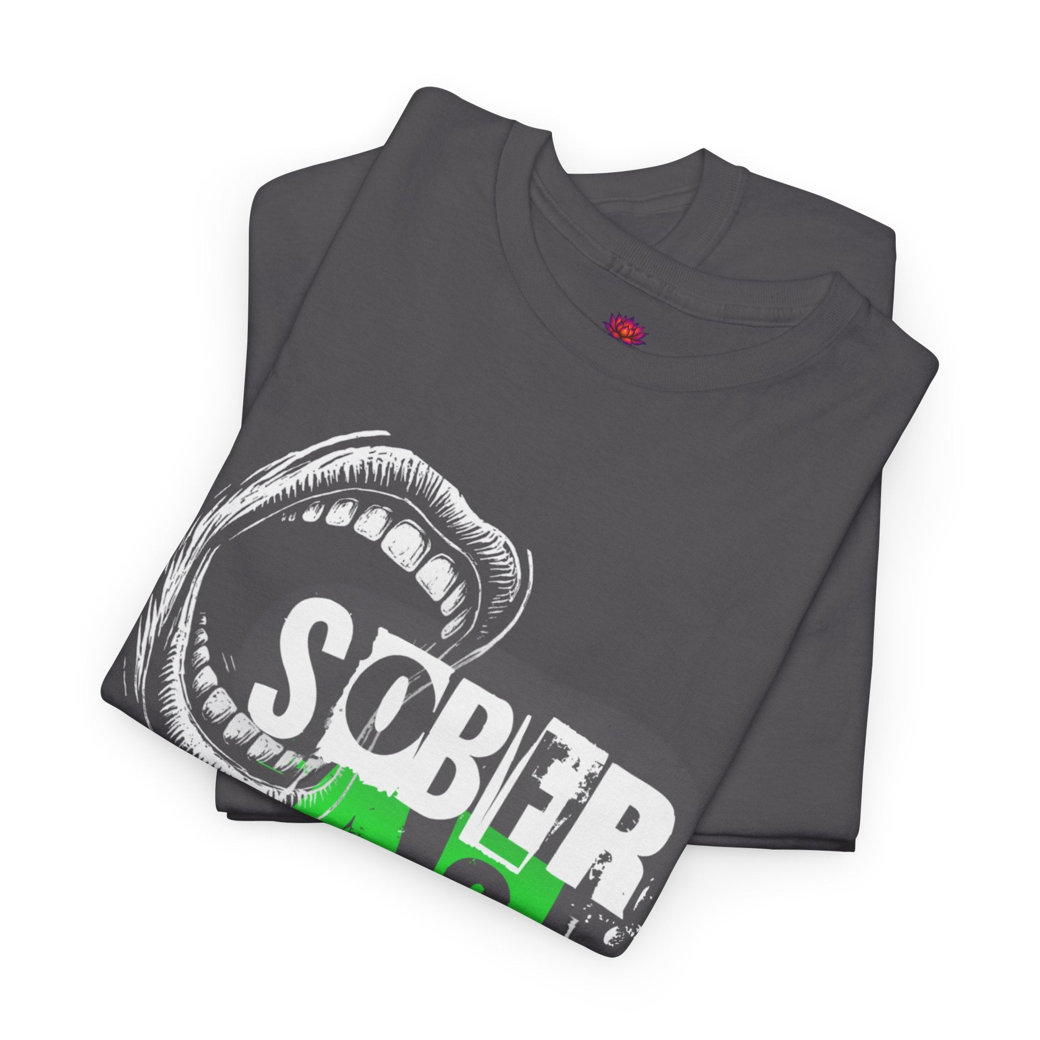 (DESIGN ON FRONT) Sober AF Unisex Heavy Cotton Tee | Funny Gift for Recovery, Casual Wear, Statement Shirt, Birthday Gift, Motivational Tee