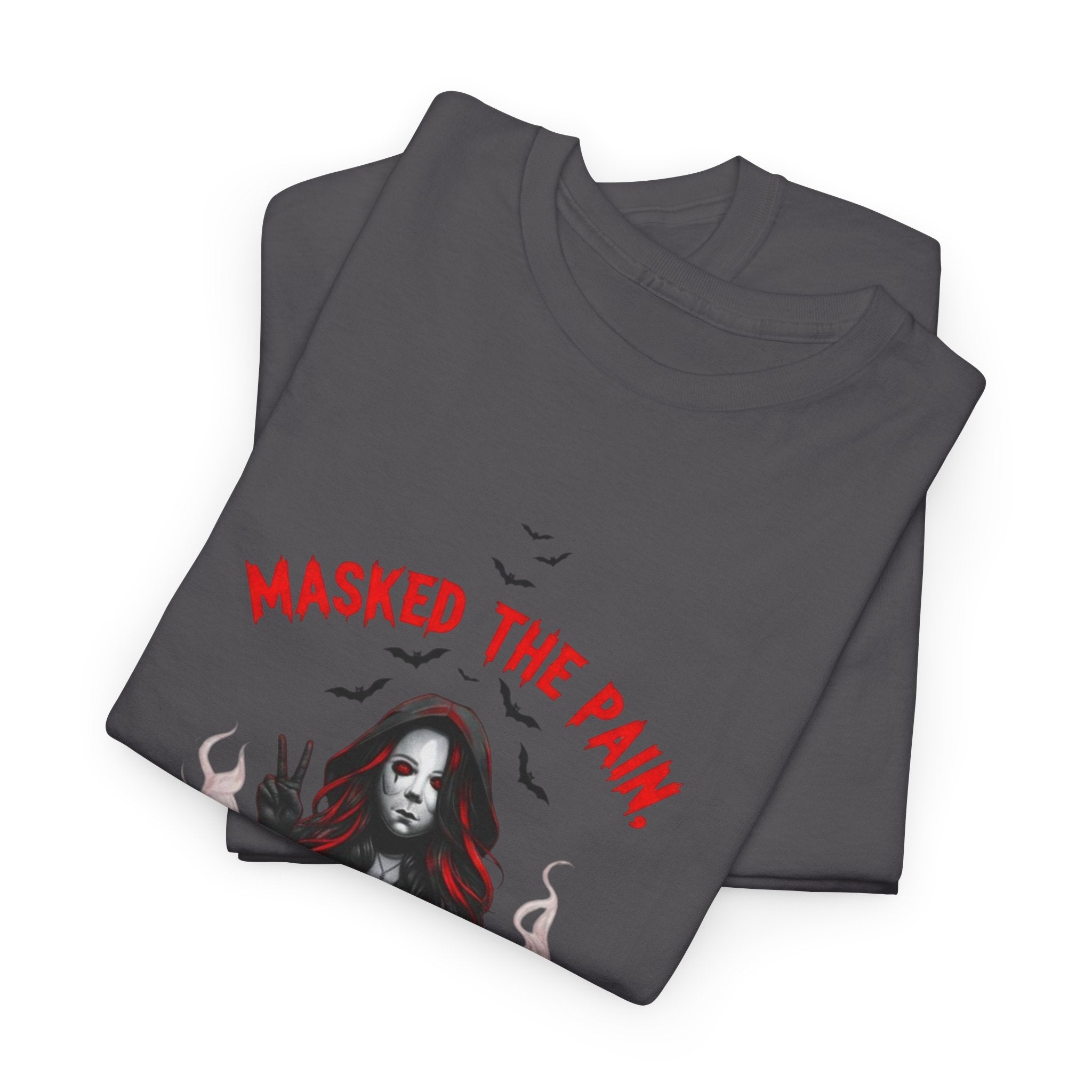 Gothic Graphic Tee - Masked The Pain, Recovery, Truth, Unisex Heavy Cotton Shirt, Alternative Fashion, Self-Care Apparel, Edgy Gift