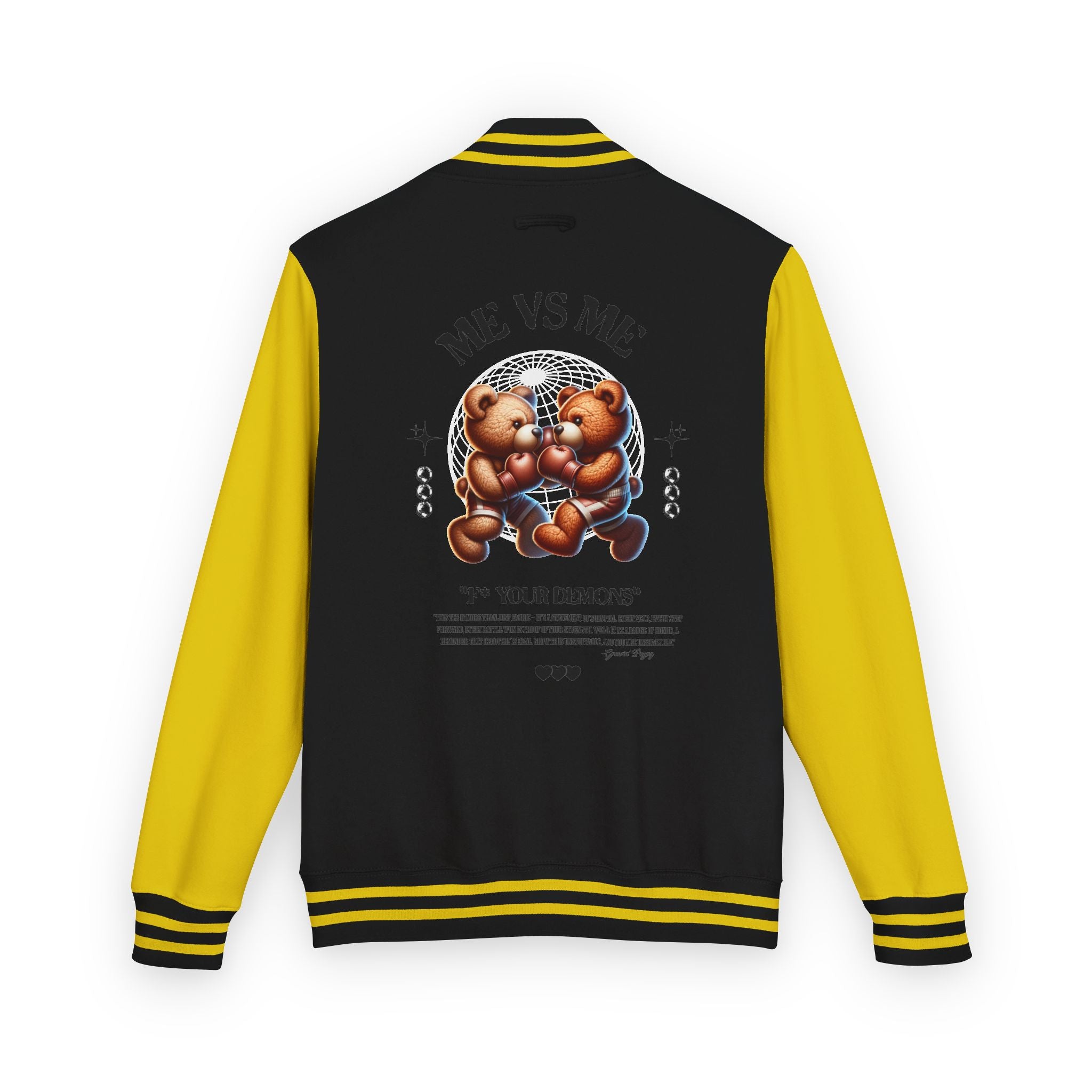 Retro Bear-Themed Unisex Heavyweight Letterman Jacket | Vintage Charm, Cozy Layer, Perfect Gift, Fashion Statement, Trendy Outerwear