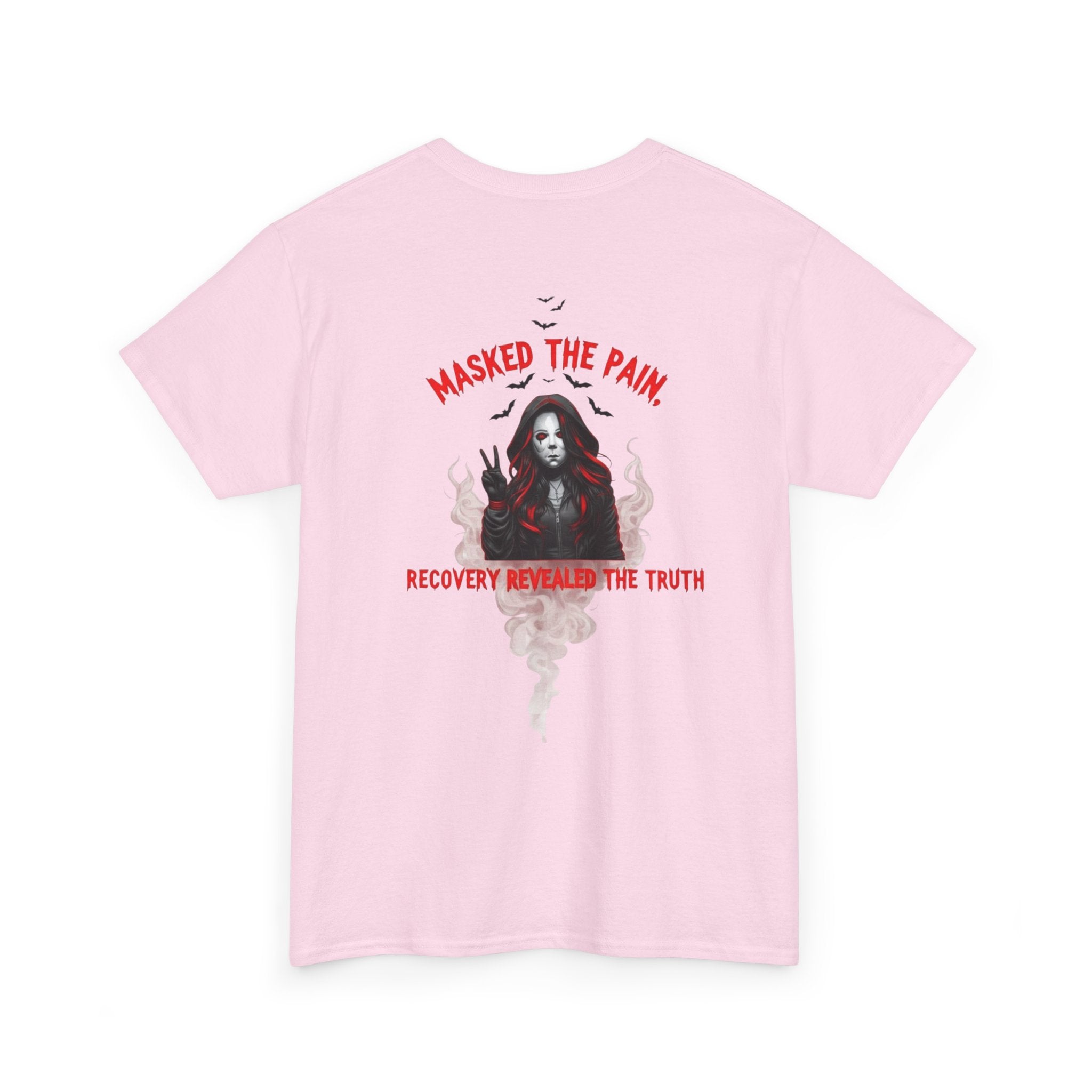 Masked the Pain Unisex Heavy Cotton Tee, Recovery Shirt, Grunge Fashion Tee, Statement Graphic Tee, Motivational Clothing