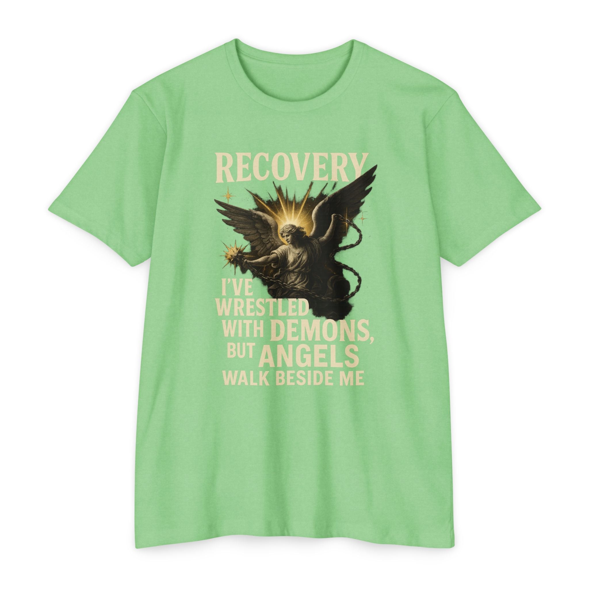 (DESIGN ON FRONT) Recovery Wings Unisex T-Shirt | Inspirational Graphic Tee | Recovery Journey | Mental Health Awareness | Gift for Friends