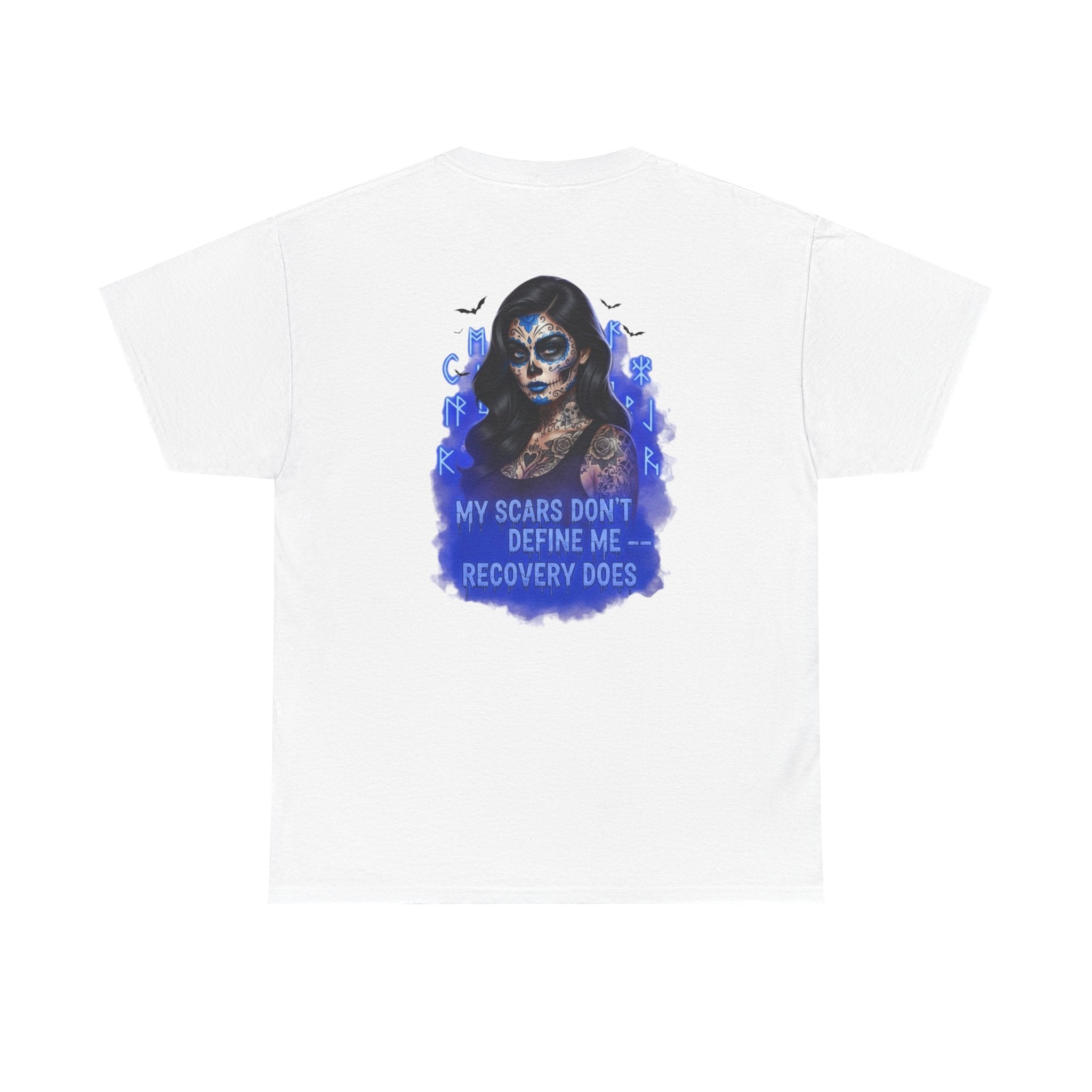 Recovery-Themed Unisex Cotton Tee, Inspirational T-Shirt, Mental Health Awareness Shirt, Scars Don't Define You, Self-Care Apparel