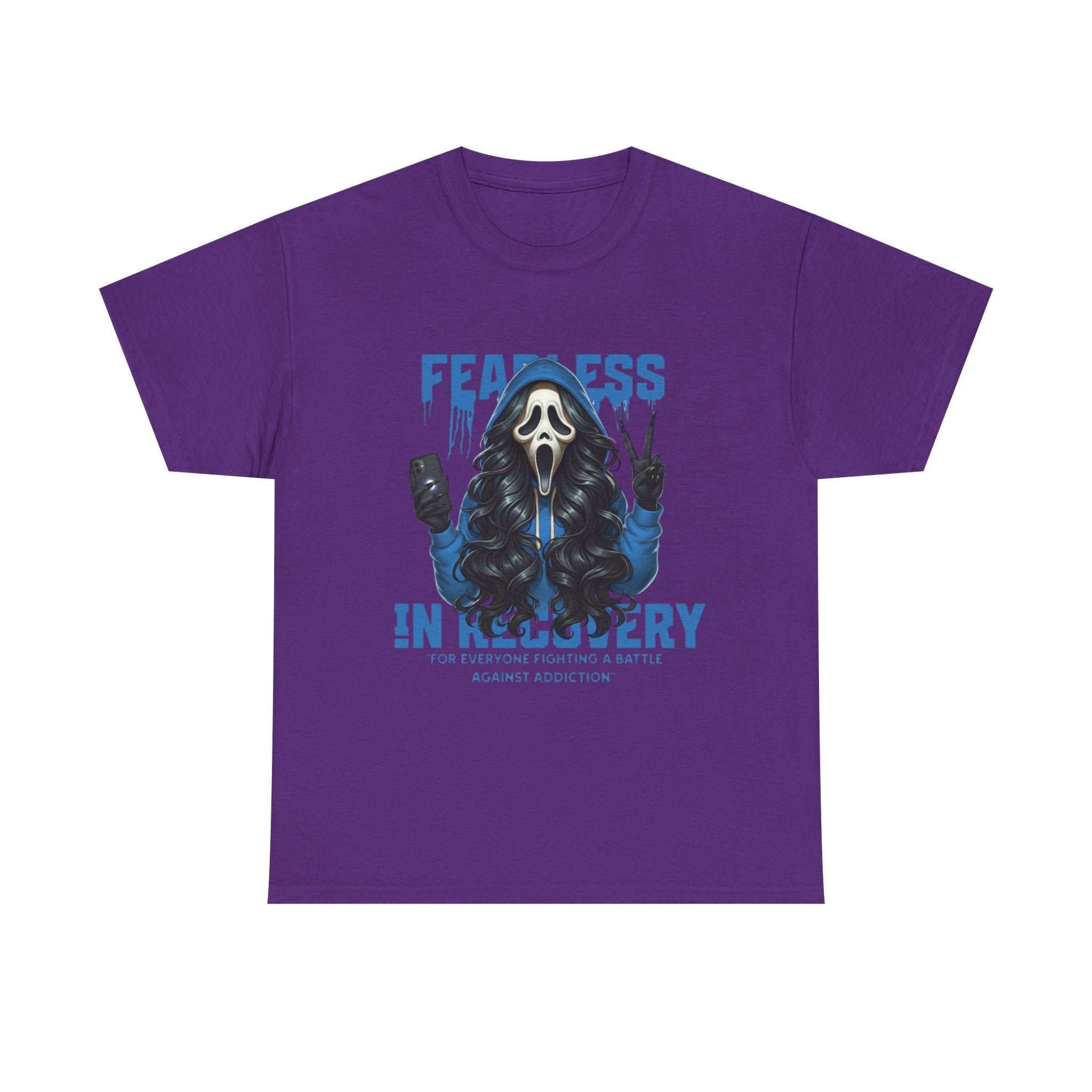 (DESIGN ON FRONT) Fearless in Recovery Tee, Motivational T-Shirt, Unisex Cotton Shirt, Recovery Awareness Apparel, Gift for Support, Inspirational Wear