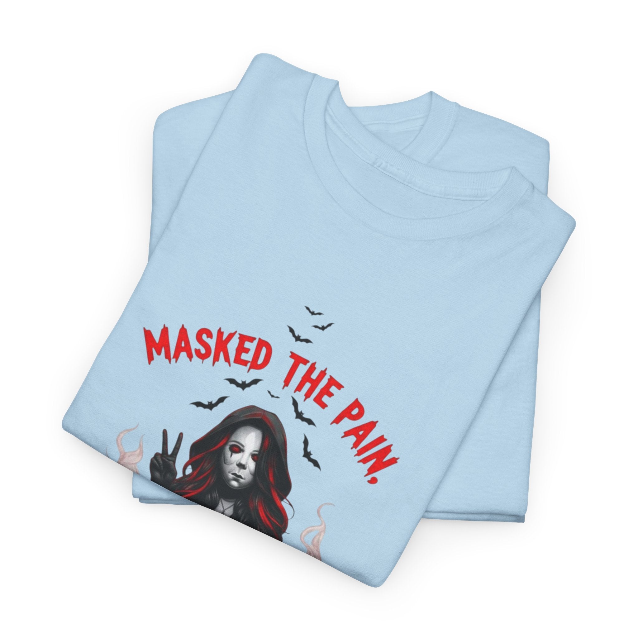 Gothic Graphic Tee - Masked The Pain, Recovery, Truth, Unisex Heavy Cotton Shirt, Alternative Fashion, Self-Care Apparel, Edgy Gift
