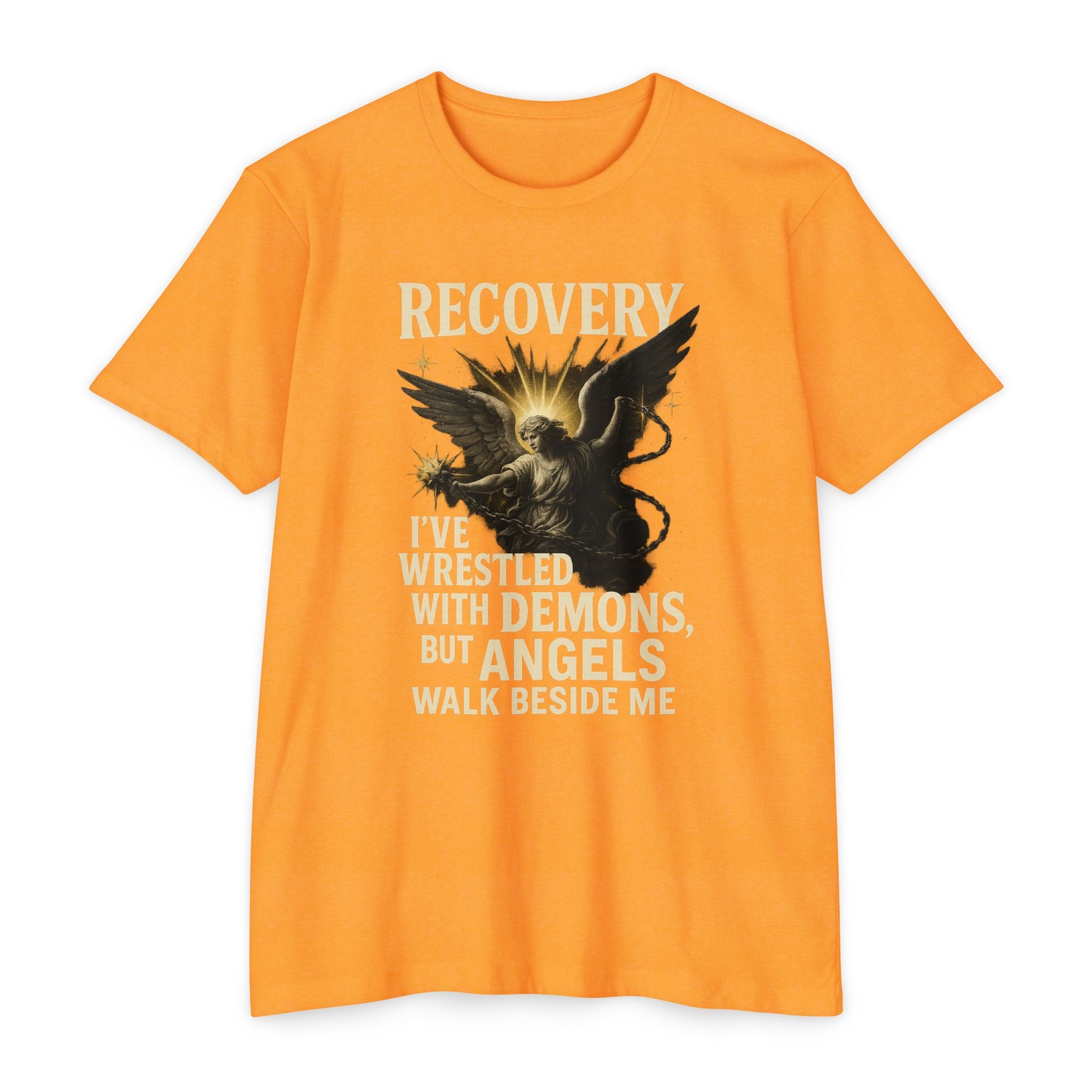 (DESIGN ON FRONT) Recovery Wings Unisex T-Shirt | Inspirational Graphic Tee | Recovery Journey | Mental Health Awareness | Gift for Friends