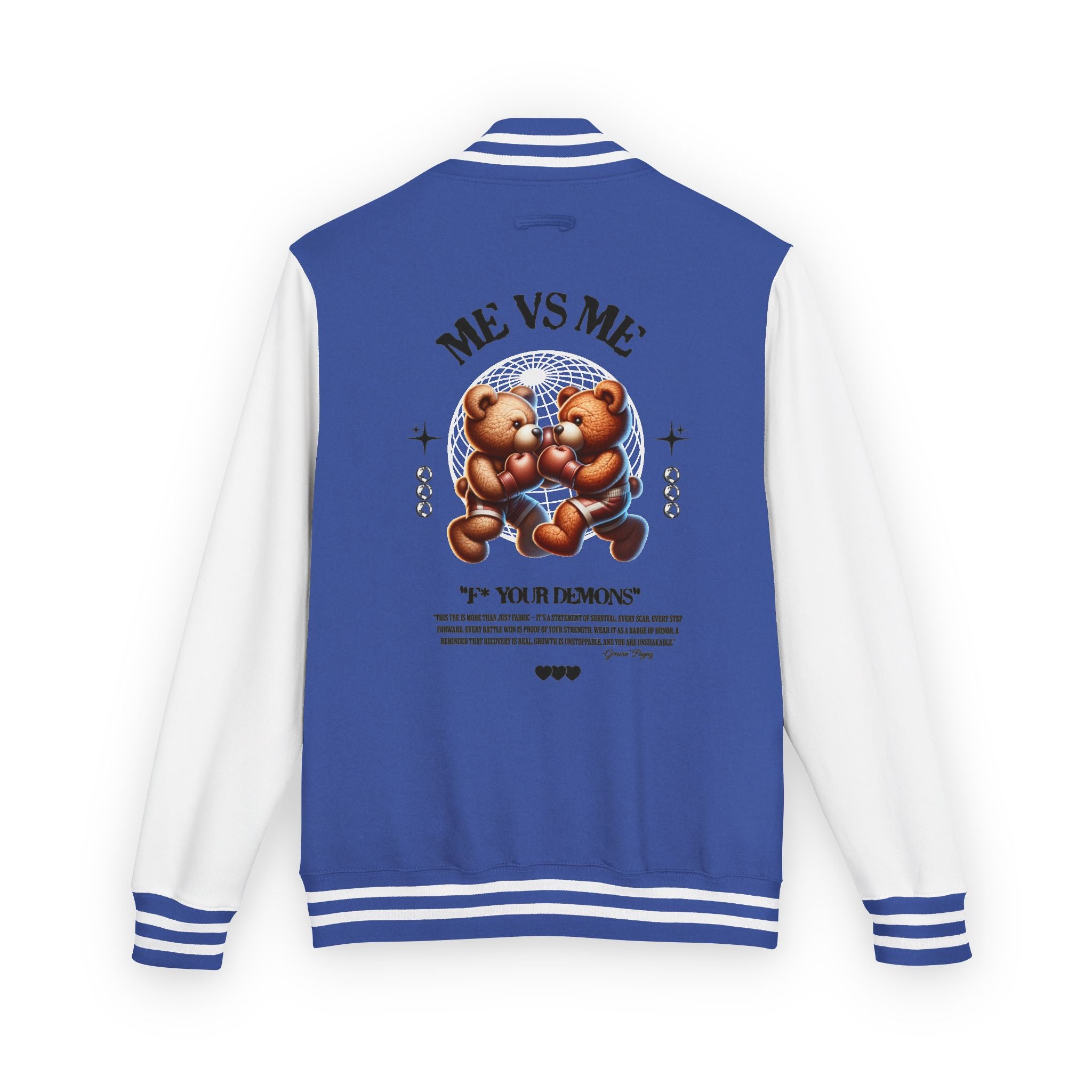 Retro Bear-Themed Unisex Heavyweight Letterman Jacket | Vintage Charm, Cozy Layer, Perfect Gift, Fashion Statement, Trendy Outerwear