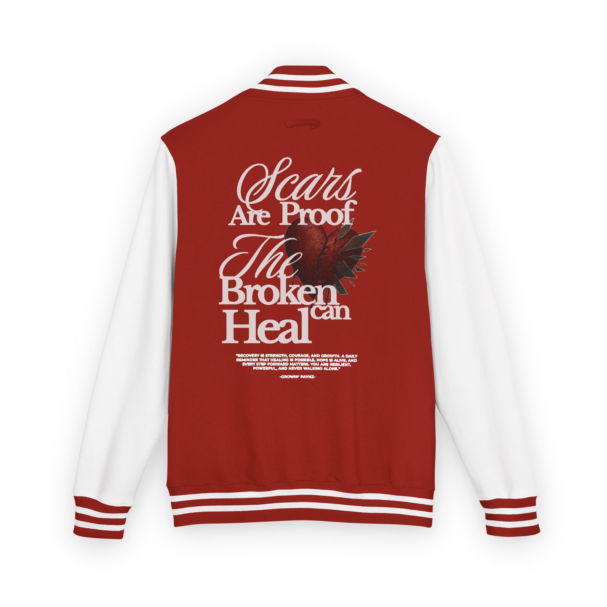 Unisex Heavyweight Letterman Jacket with Inspirational Quote - Perfect for College, Gifts, Motivational Wear, Casual Style, Team Spirit