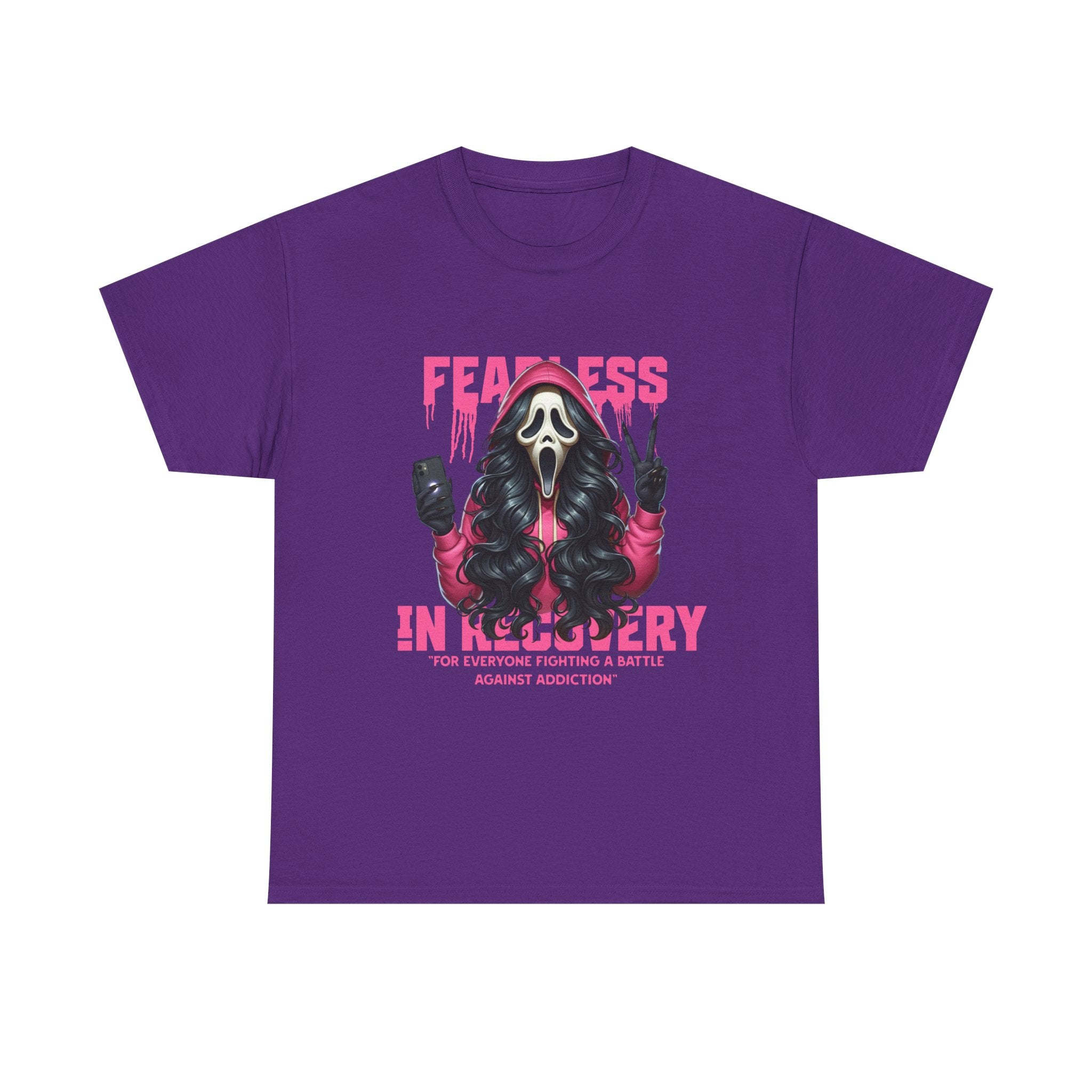 (DESIGN ON FRONT) Fearless in Recovery Tee, Support Shirt, Gift for Friends, Addiction Awareness, Motivational T-Shirt, Recovery Advocate Wear