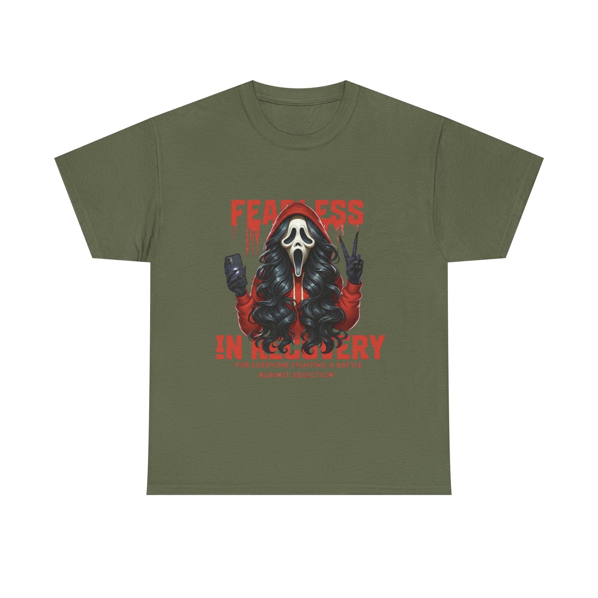 (DESIGN ON FRONT) Fearless in Recovery Unisex Heavy Cotton Tee