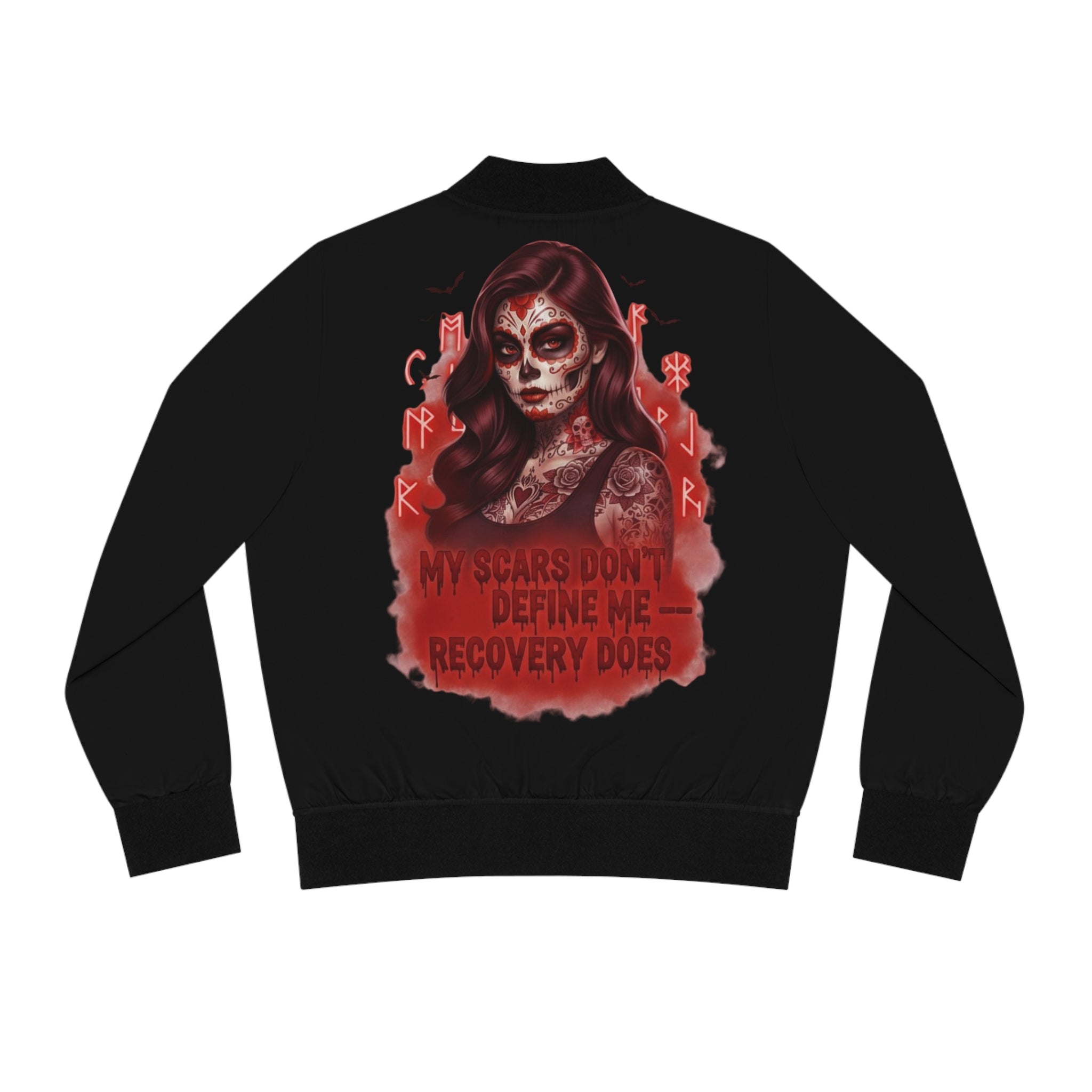 Empowering Women's Bomber Jacket, Recovery Message, Stylish Outerwear, Perfect for Casual Wear, Gift for Self-Love Celebrations