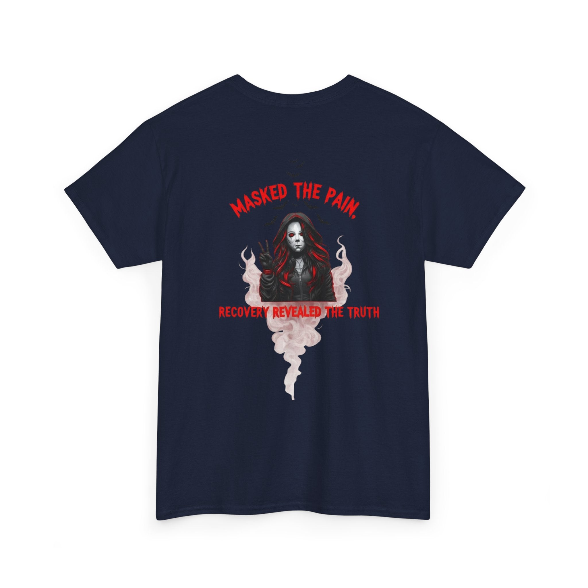 Masked the Pain Unisex Heavy Cotton Tee, Recovery Shirt, Grunge Fashion Tee, Statement Graphic Tee, Motivational Clothing