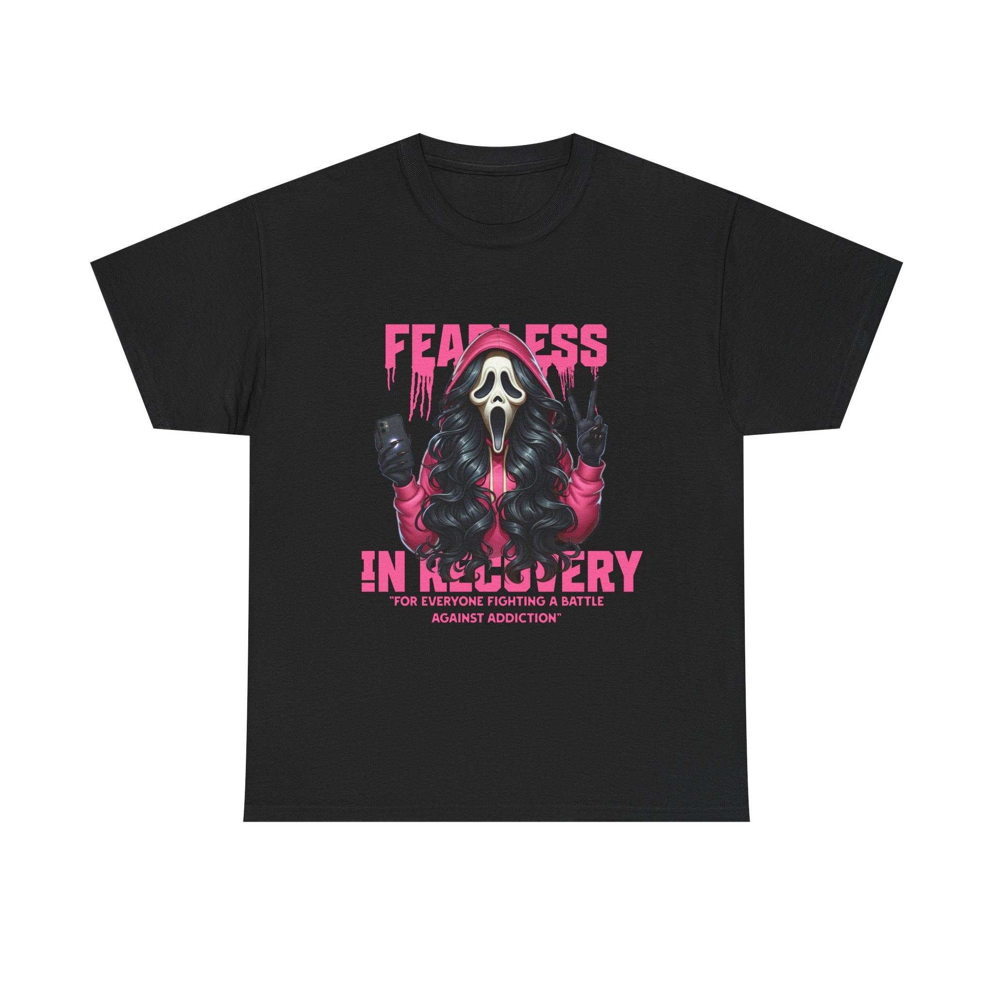 (DESIGN ON FRONT) Fearless in Recovery Tee, Support Shirt, Gift for Friends, Addiction Awareness, Motivational T-Shirt, Recovery Advocate Wear
