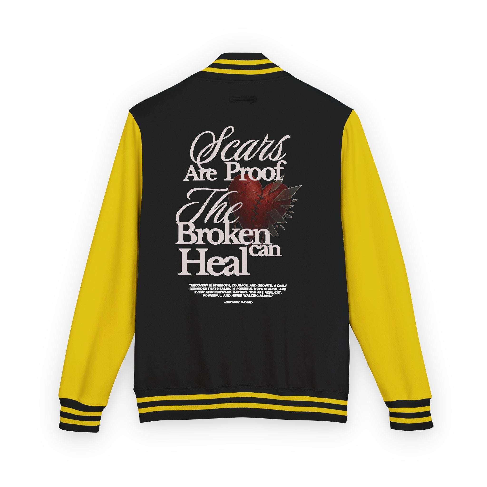 Unisex Heavyweight Letterman Jacket with Inspirational Quote - Perfect for College, Gifts, Motivational Wear, Casual Style, Team Spirit