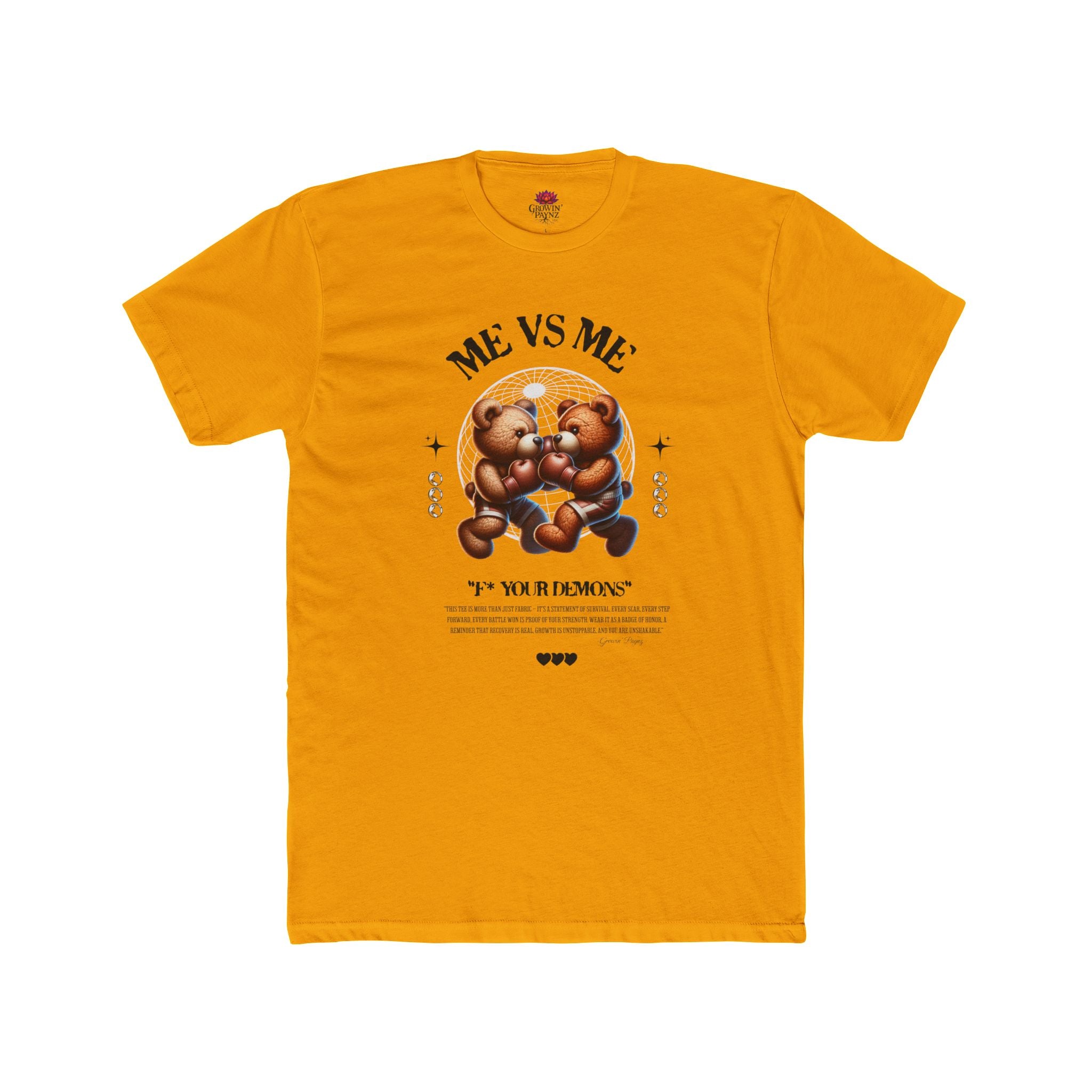 (DESIGN PRINT ON FRONT)  Me vs Me Bear Graphic Tee, Unisex Cotton Crew T-Shirt, Cute Casual Top, Perfect Gift for Friends, Birthday & Everyday Wear