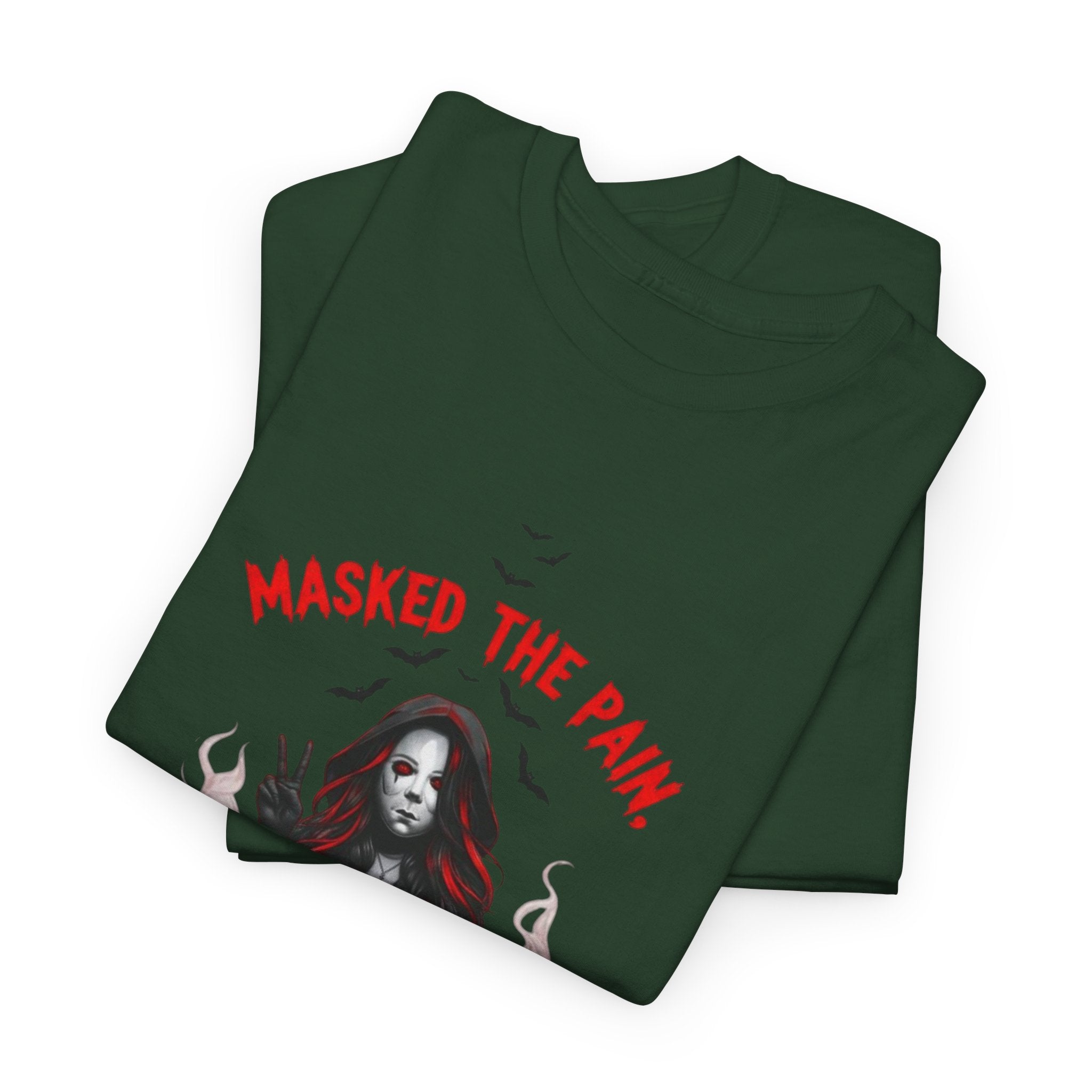 Gothic Graphic Tee - Masked The Pain, Recovery, Truth, Unisex Heavy Cotton Shirt, Alternative Fashion, Self-Care Apparel, Edgy Gift