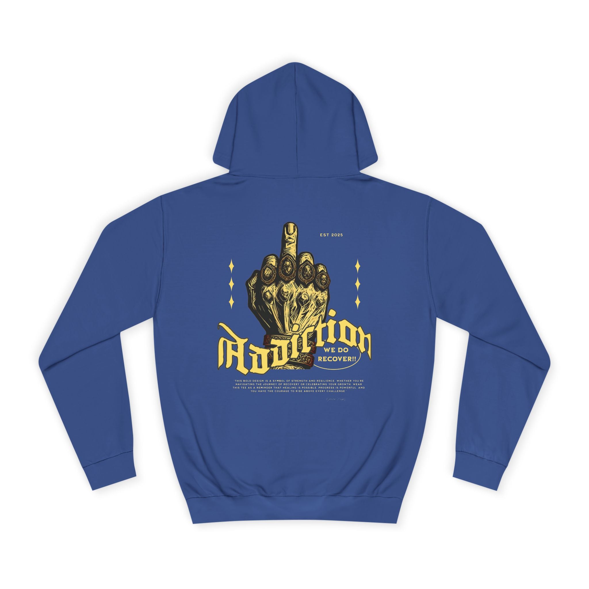 Addiction Unisex College Hoodie - Cozy Streetwear, Gift for Students, Casual Fashion, Graphic Pullover, Perfect for College Events