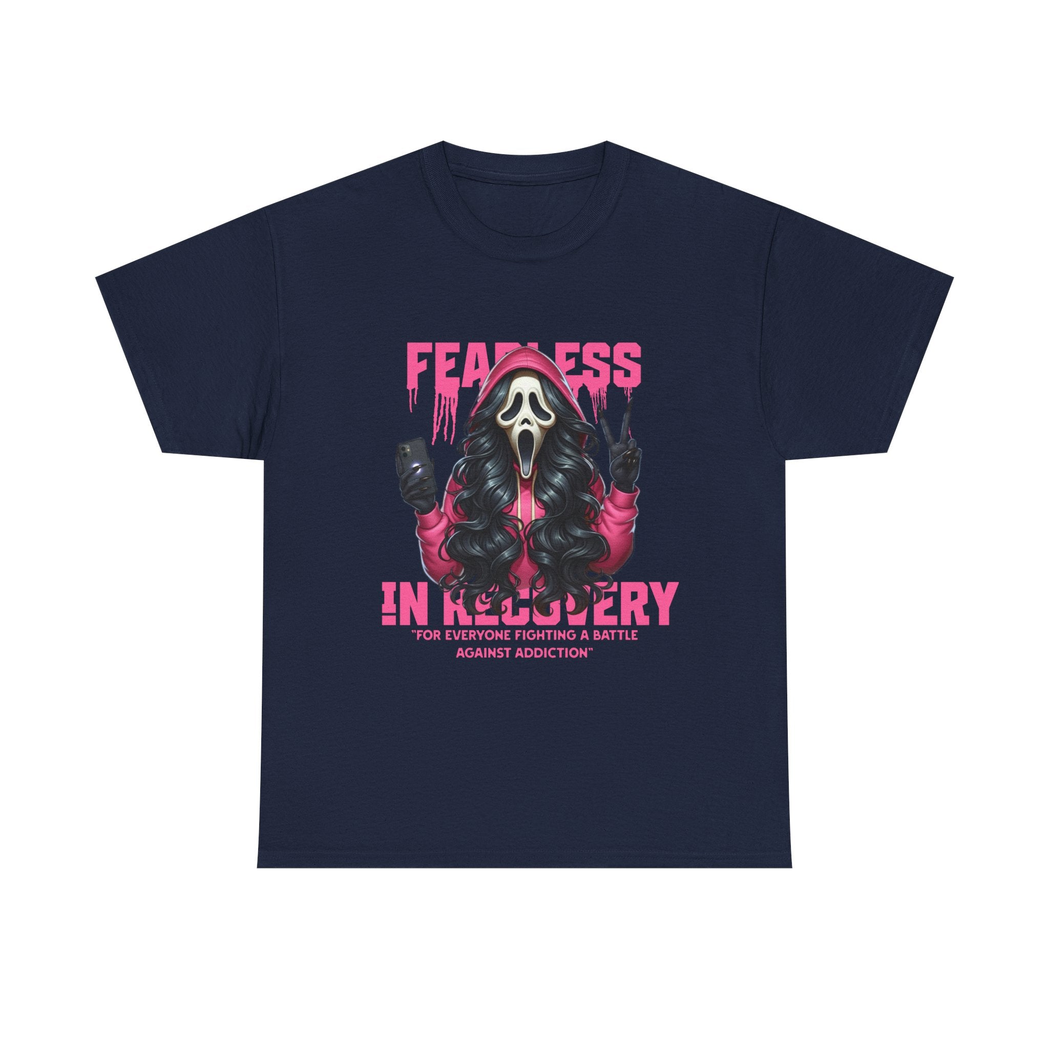 (DESIGN ON FRONT) Fearless in Recovery Tee, Support Shirt, Gift for Friends, Addiction Awareness, Motivational T-Shirt, Recovery Advocate Wear