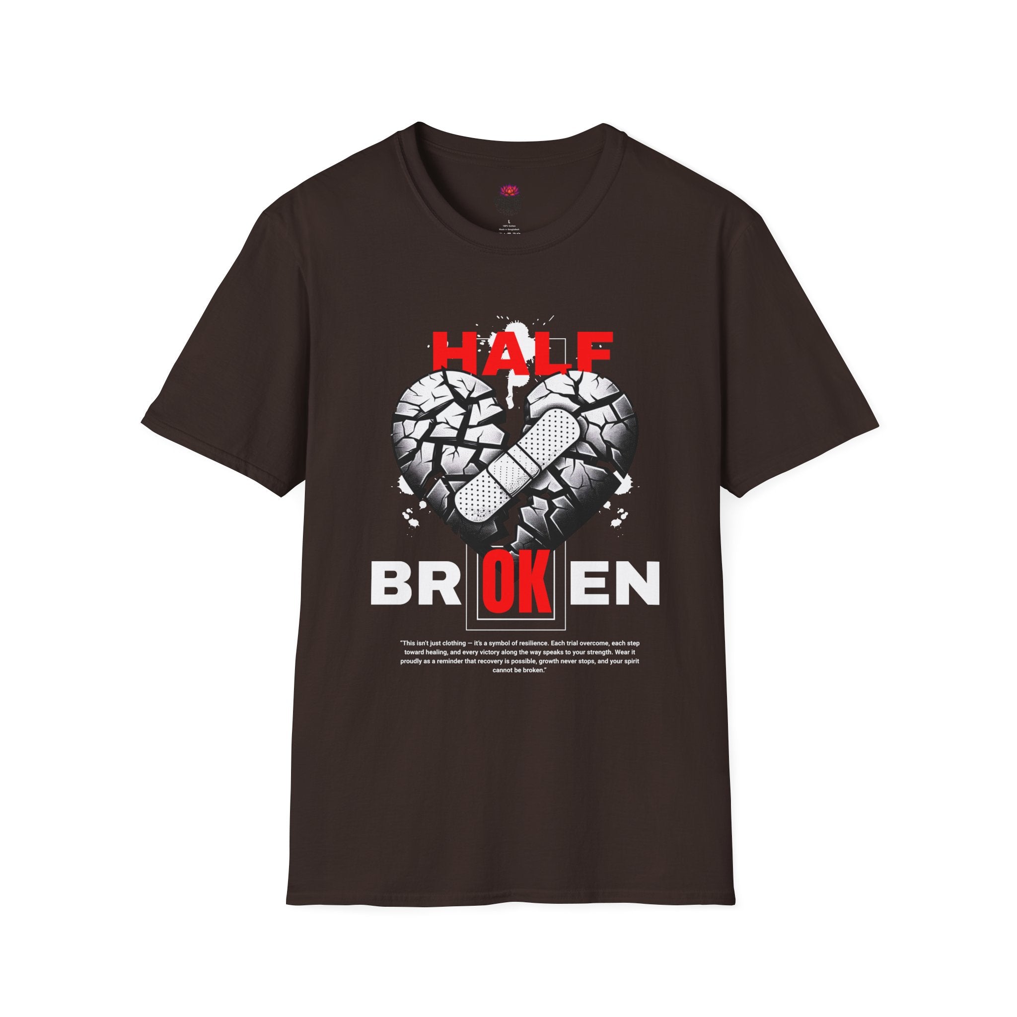 (DESIGN PRINT ON FRONT)  Half OK Heart Unisex T-Shirt - Softstyle Tee, Casual Wear, Gift for Friends, Heartbreak T-Shirt, Everyday Comfort