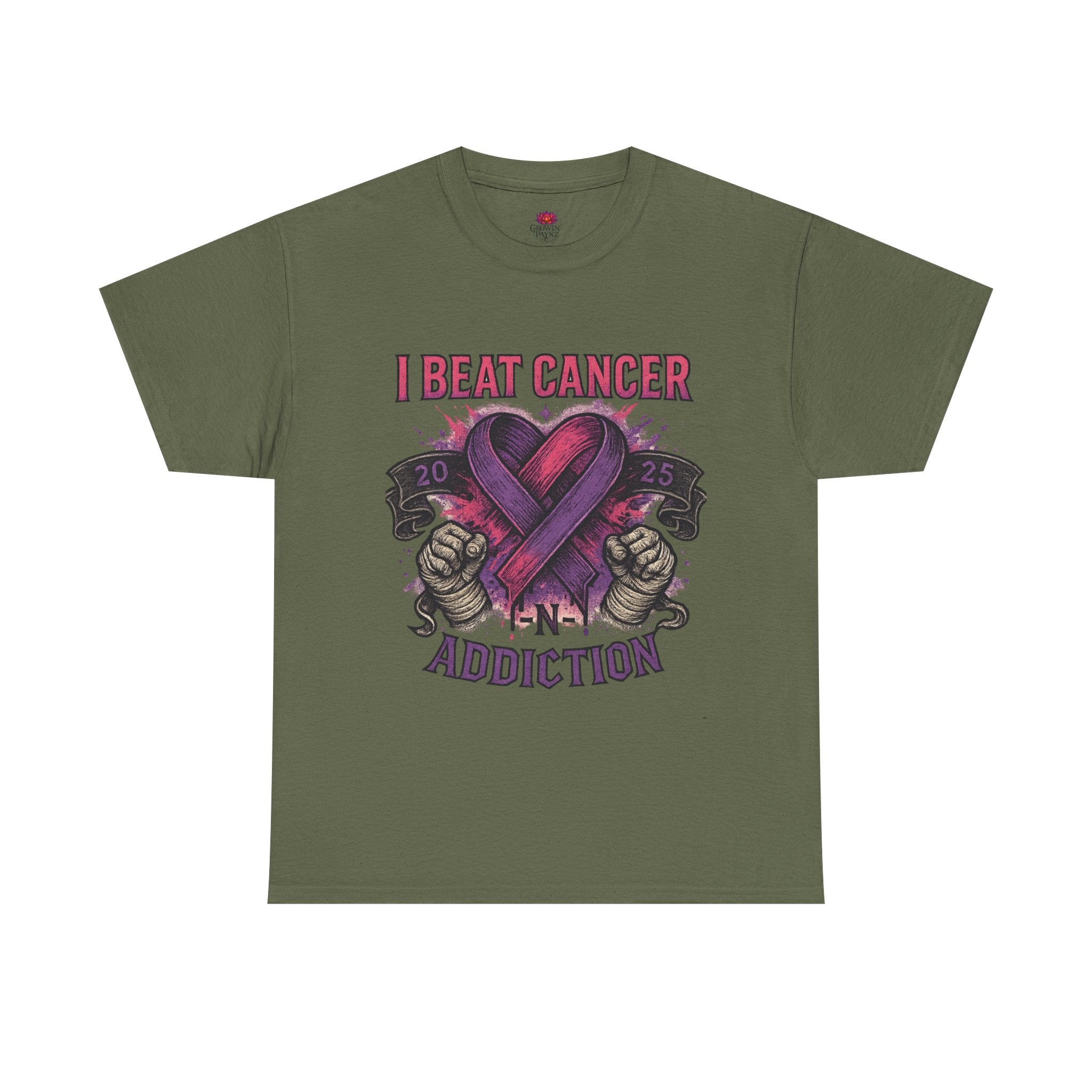 Cancer Awareness Unisex Tee - I Beat Cancer, Fight Against Addiction, Support Breast Cancer, Inspirational Gift, Comfortable Cotton Shirt