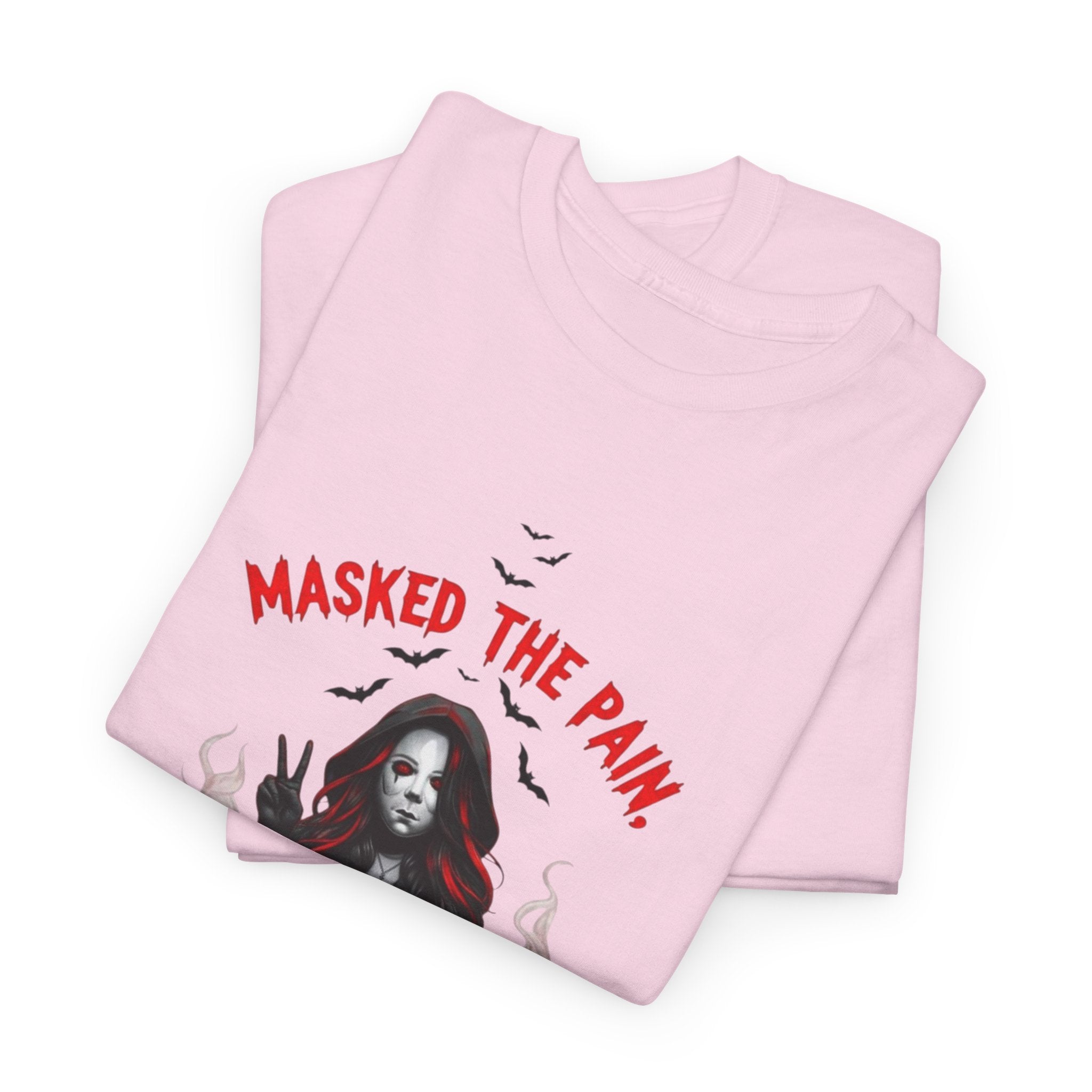 Gothic Graphic Tee - Masked The Pain, Recovery, Truth, Unisex Heavy Cotton Shirt, Alternative Fashion, Self-Care Apparel, Edgy Gift