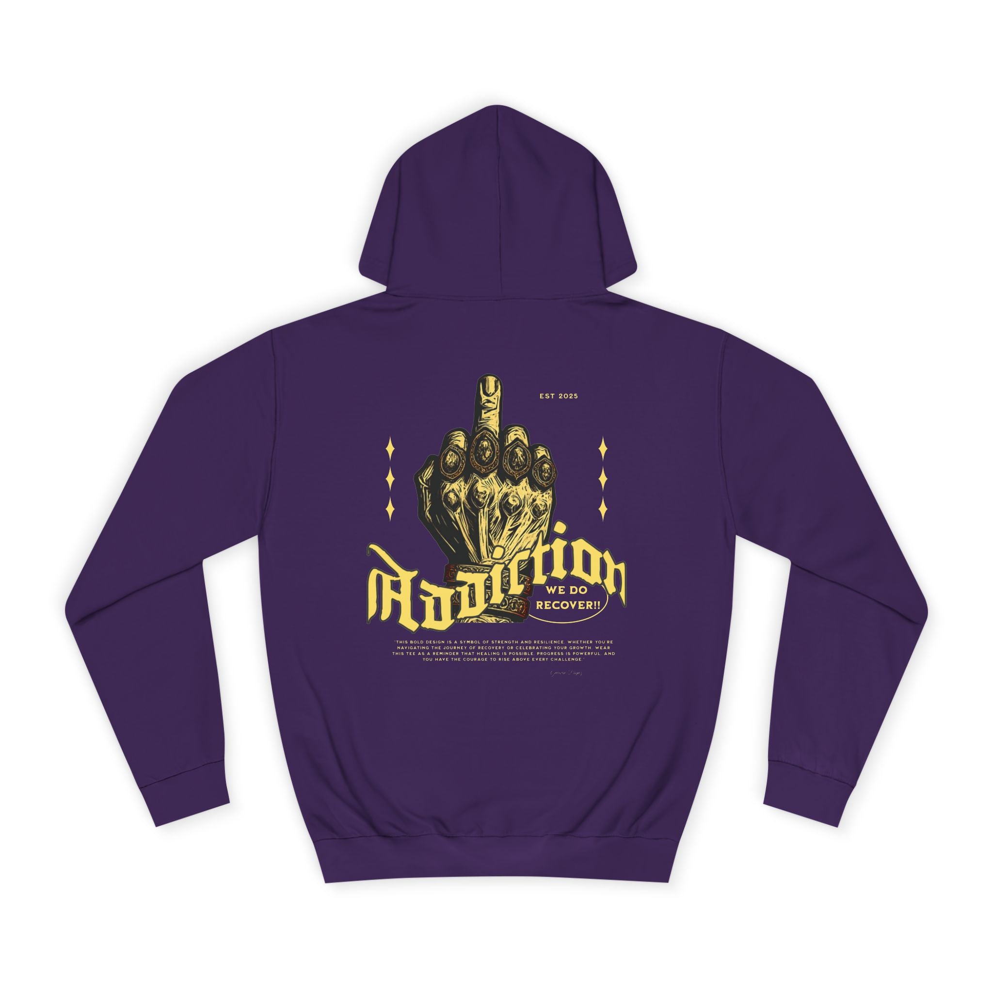 Addiction Unisex College Hoodie - Cozy Streetwear, Gift for Students, Casual Fashion, Graphic Pullover, Perfect for College Events