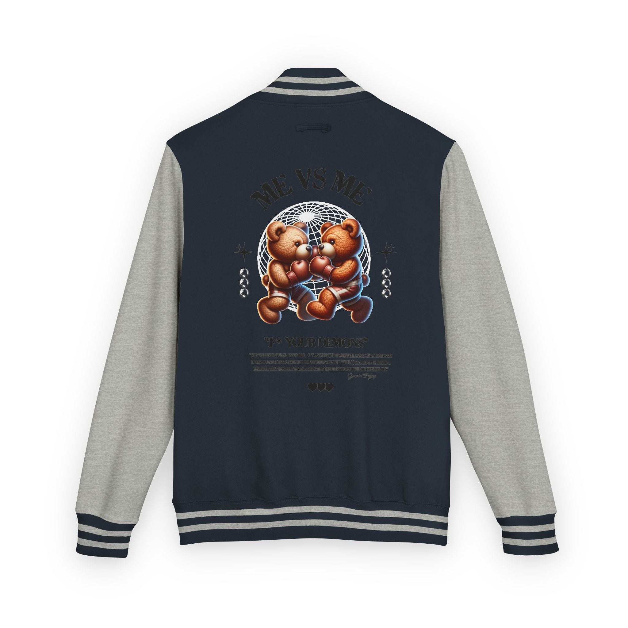 Retro Bear-Themed Unisex Heavyweight Letterman Jacket | Vintage Charm, Cozy Layer, Perfect Gift, Fashion Statement, Trendy Outerwear