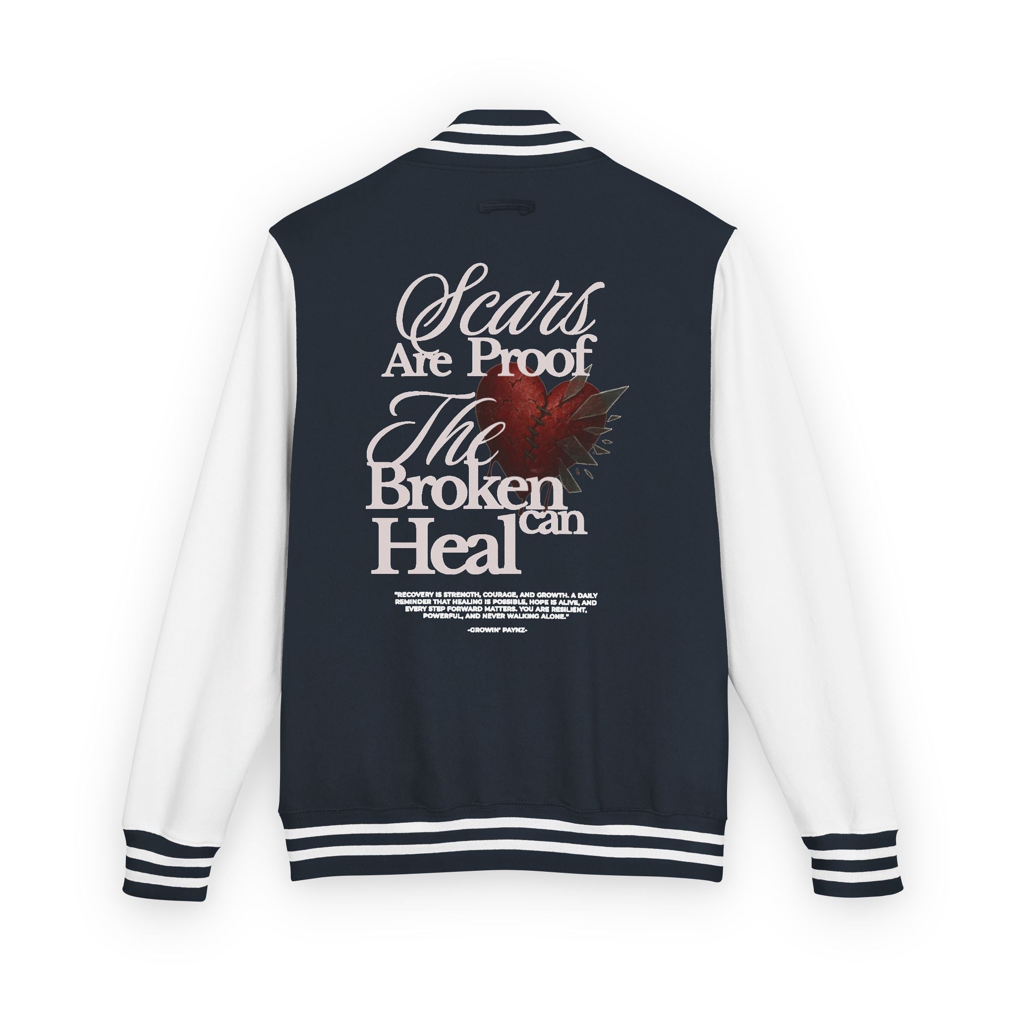 Unisex Heavyweight Letterman Jacket with Inspirational Quote - Perfect for College, Gifts, Motivational Wear, Casual Style, Team Spirit