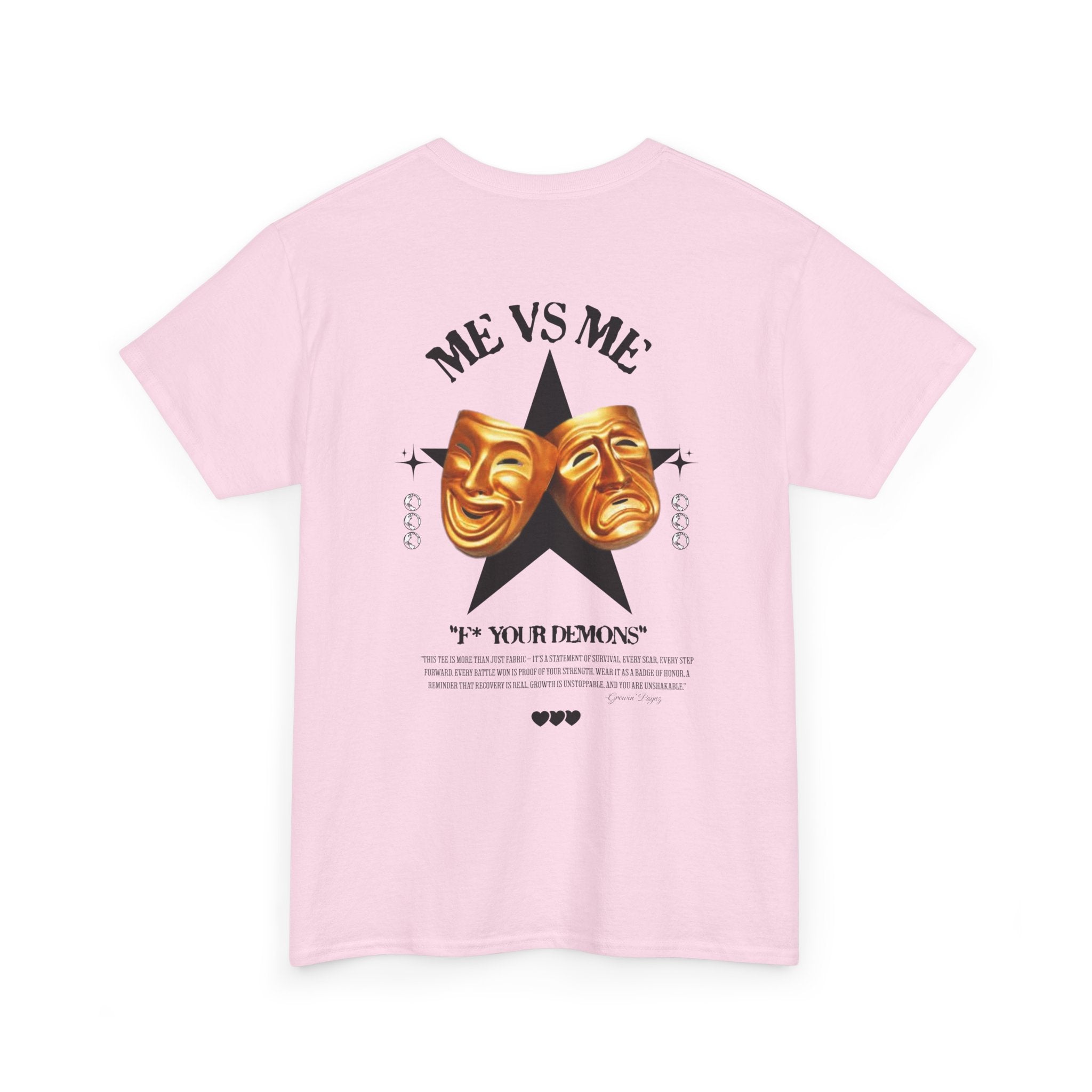 (DESIGN PRINT ON BACK)  Me vs. Me Unisex Motivational Tee - Fit for Daily Wear, Casual Events, Gift for Friends, Self-expression, Inspirational Quotes