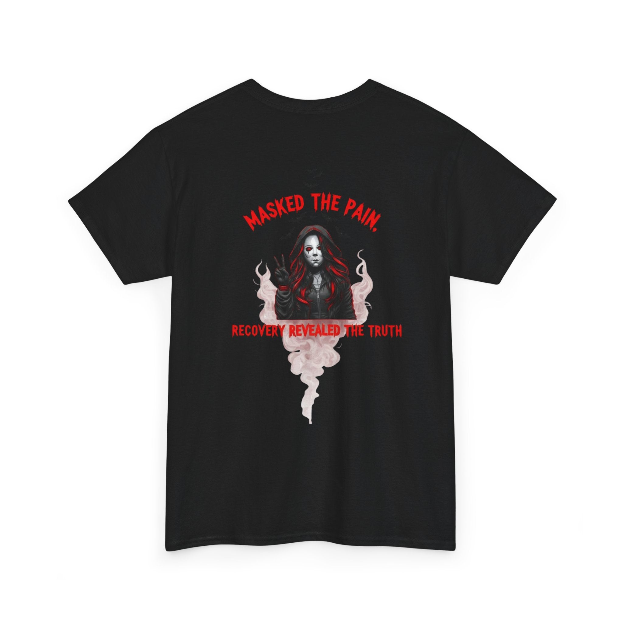 Masked the Pain Unisex Heavy Cotton Tee, Recovery Shirt, Grunge Fashion Tee, Statement Graphic Tee, Motivational Clothing