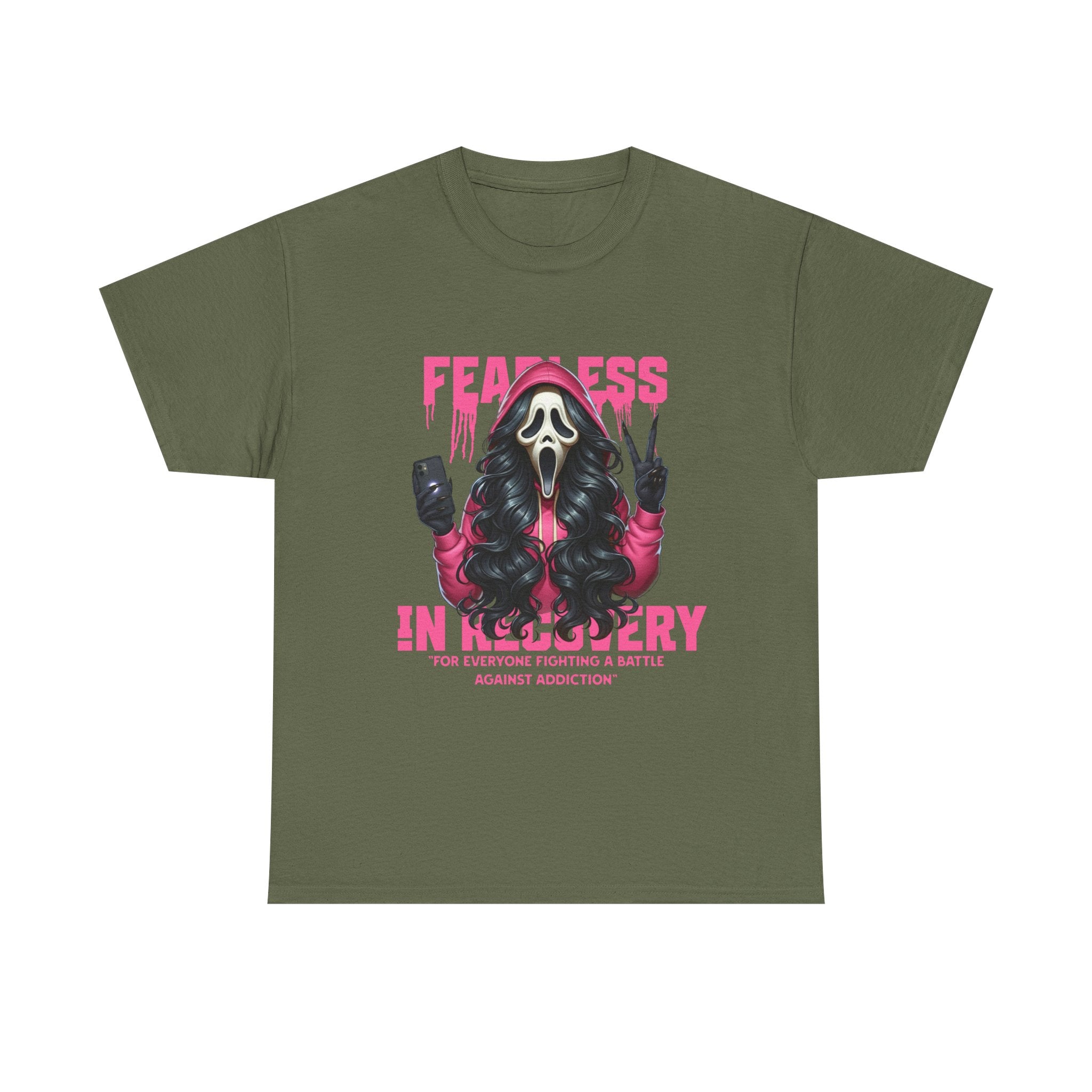 (DESIGN ON FRONT) Fearless in Recovery Tee, Support Shirt, Gift for Friends, Addiction Awareness, Motivational T-Shirt, Recovery Advocate Wear