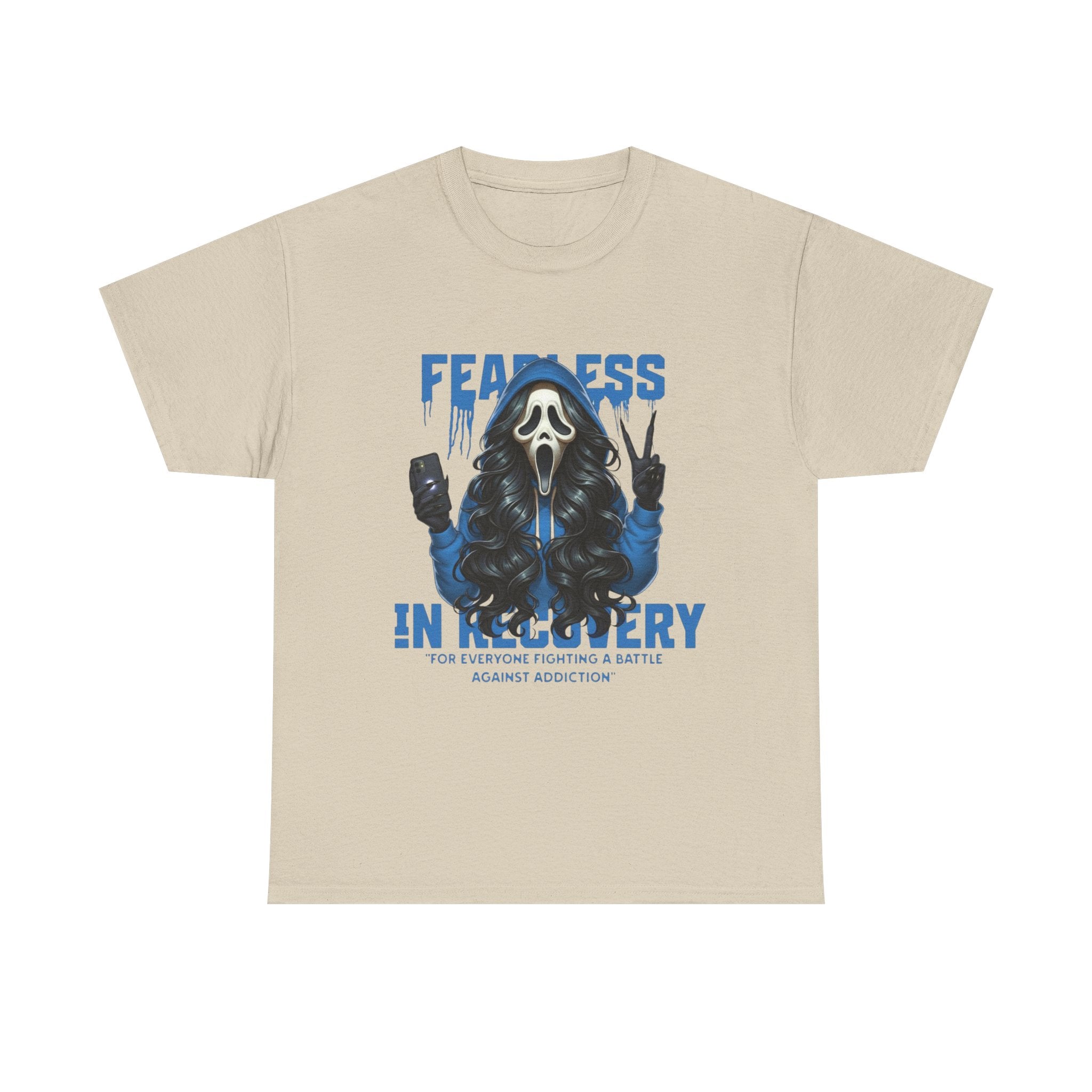 (DESIGN ON FRONT) Fearless in Recovery Tee, Motivational T-Shirt, Unisex Cotton Shirt, Recovery Awareness Apparel, Gift for Support, Inspirational Wear