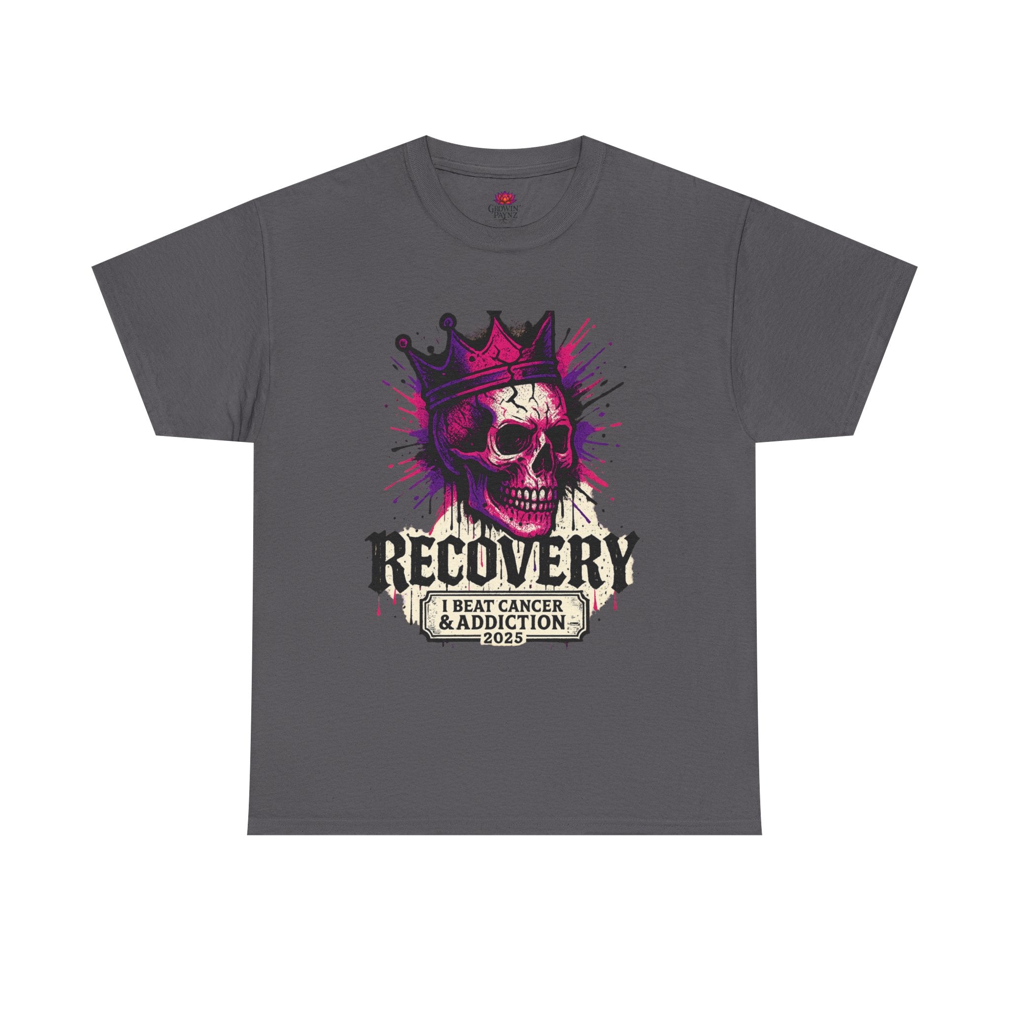 Recovery Skull Tee - Celebrate Strength, Unisex Heavy Cotton Tee, Cancer Awareness, Addiction Recovery, Gift for Survivors