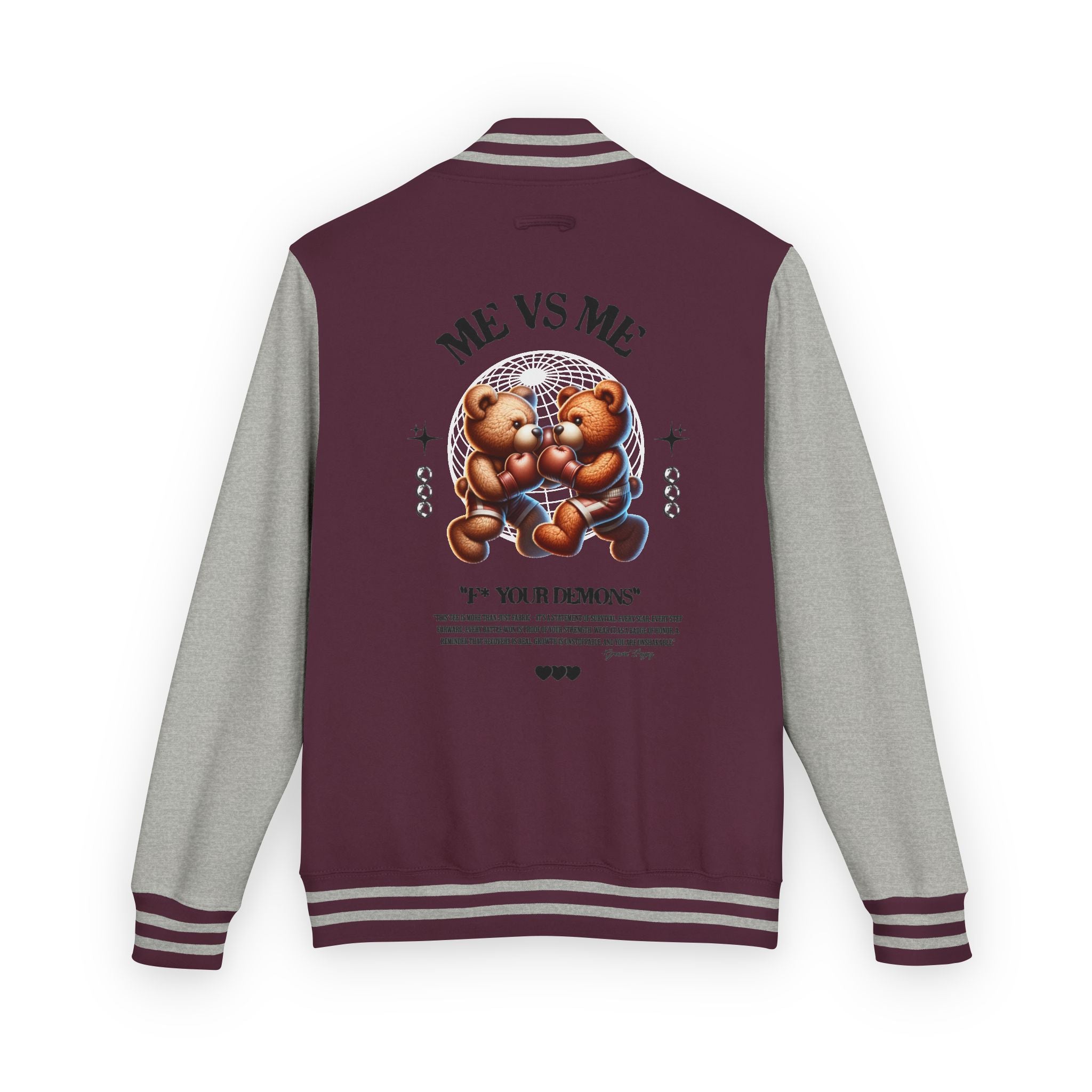 Retro Bear-Themed Unisex Heavyweight Letterman Jacket | Vintage Charm, Cozy Layer, Perfect Gift, Fashion Statement, Trendy Outerwear