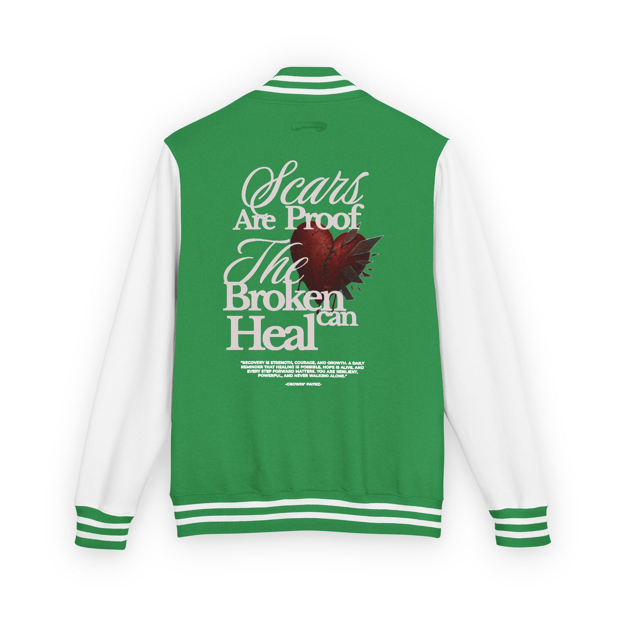Unisex Heavyweight Letterman Jacket with Inspirational Quote - Perfect for College, Gifts, Motivational Wear, Casual Style, Team Spirit