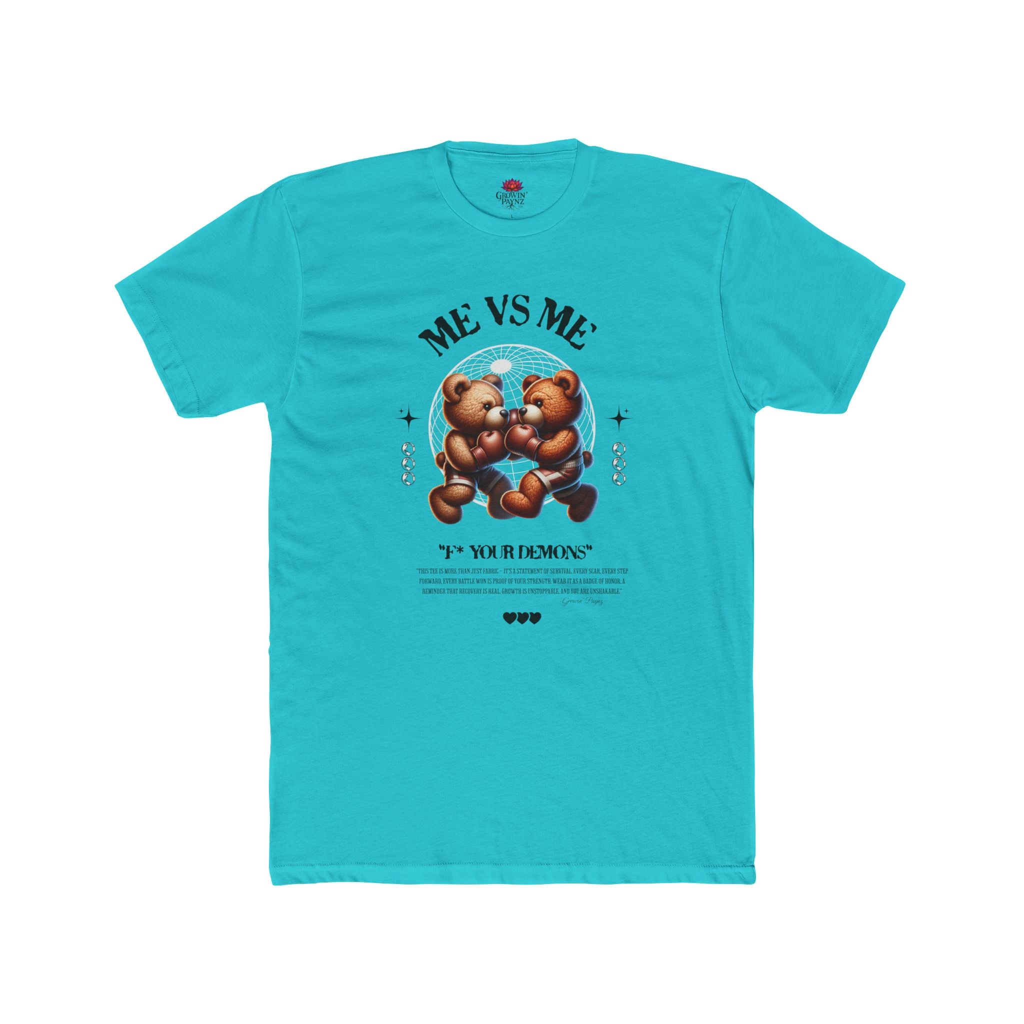 (DESIGN PRINT ON FRONT)  Me vs Me Bear Graphic Tee, Unisex Cotton Crew T-Shirt, Cute Casual Top, Perfect Gift for Friends, Birthday & Everyday Wear