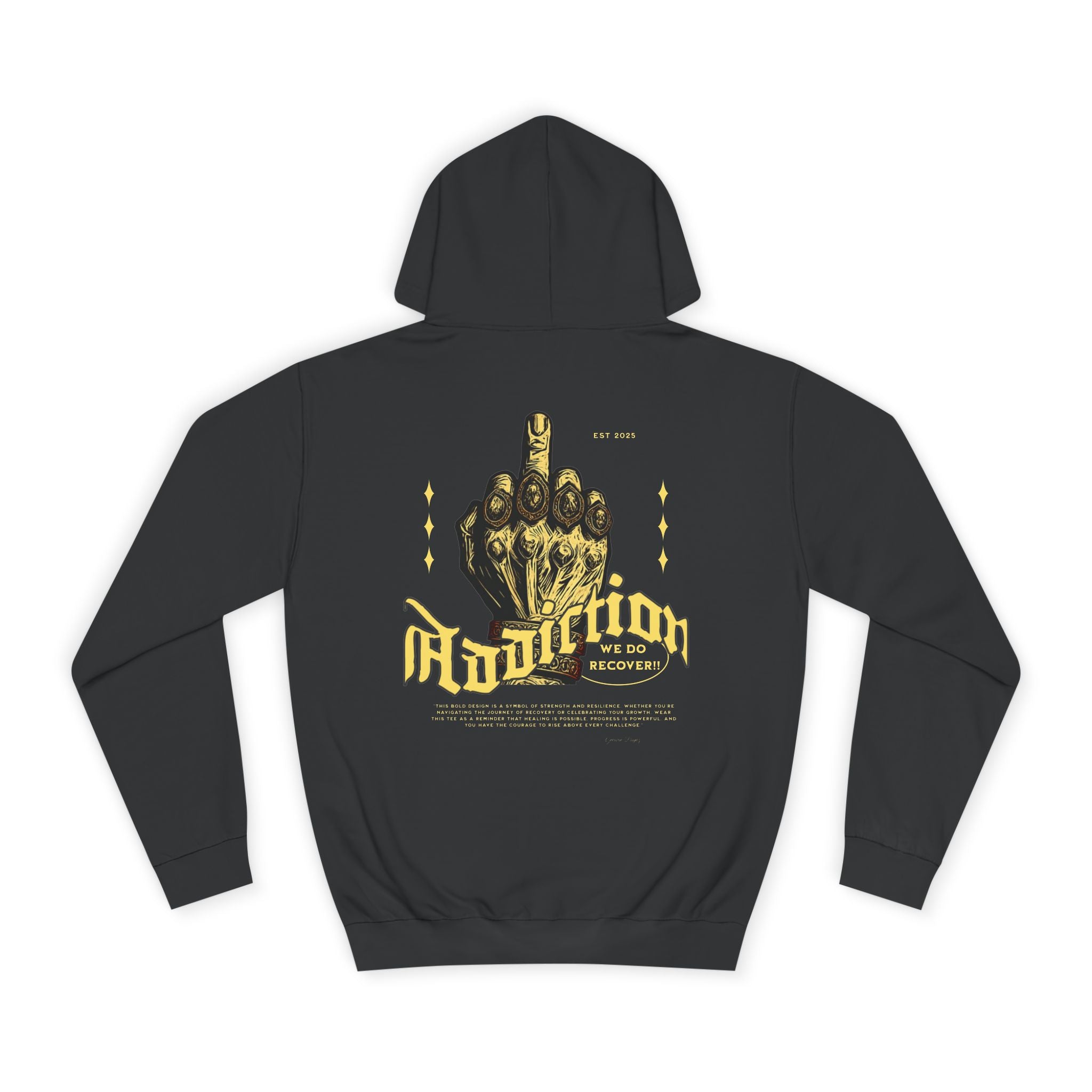 Addiction Unisex College Hoodie - Cozy Streetwear, Gift for Students, Casual Fashion, Graphic Pullover, Perfect for College Events
