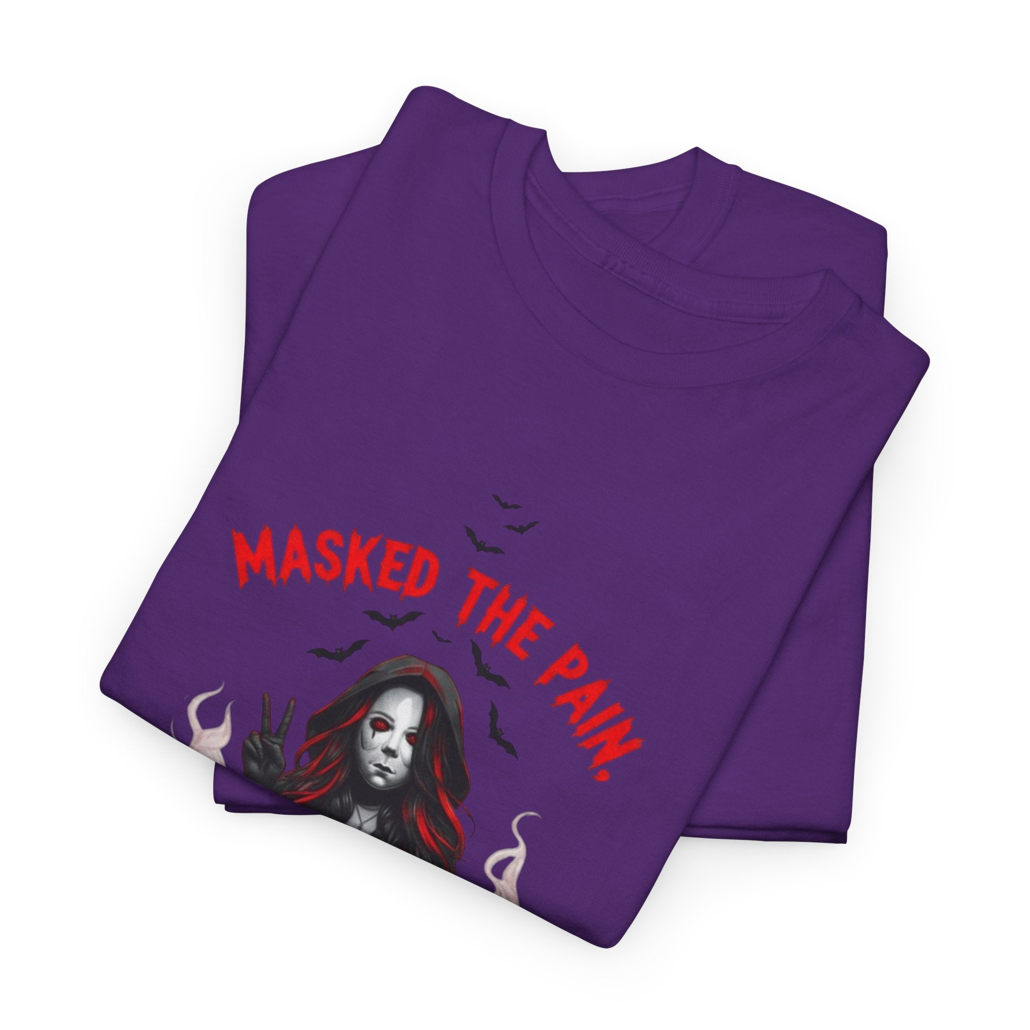 Gothic Graphic Tee - Masked The Pain, Recovery, Truth, Unisex Heavy Cotton Shirt, Alternative Fashion, Self-Care Apparel, Edgy Gift