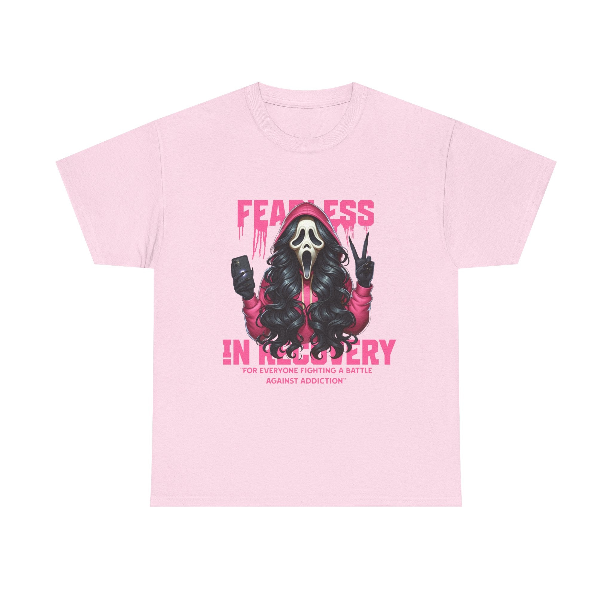 (DESIGN ON FRONT) Fearless in Recovery Tee, Support Shirt, Gift for Friends, Addiction Awareness, Motivational T-Shirt, Recovery Advocate Wear