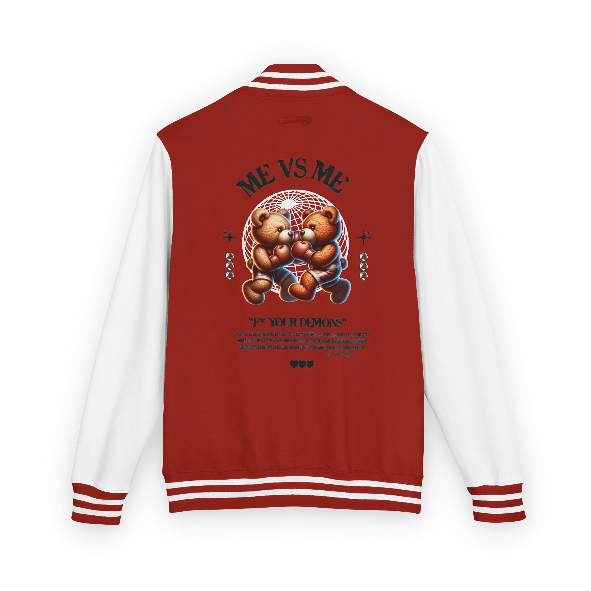 Retro Bear-Themed Unisex Heavyweight Letterman Jacket | Vintage Charm, Cozy Layer, Perfect Gift, Fashion Statement, Trendy Outerwear