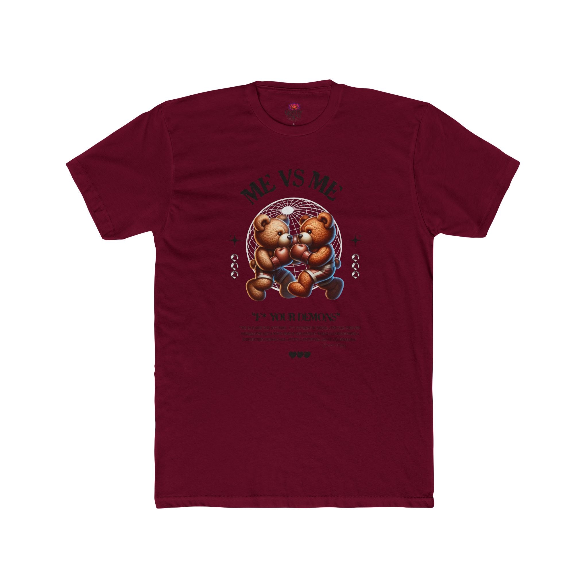 (DESIGN PRINT ON FRONT)  Me vs Me Bear Graphic Tee, Unisex Cotton Crew T-Shirt, Cute Casual Top, Perfect Gift for Friends, Birthday & Everyday Wear