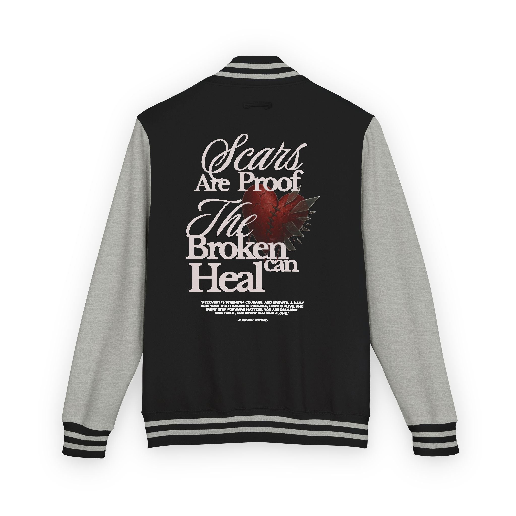 Unisex Heavyweight Letterman Jacket with Inspirational Quote - Perfect for College, Gifts, Motivational Wear, Casual Style, Team Spirit