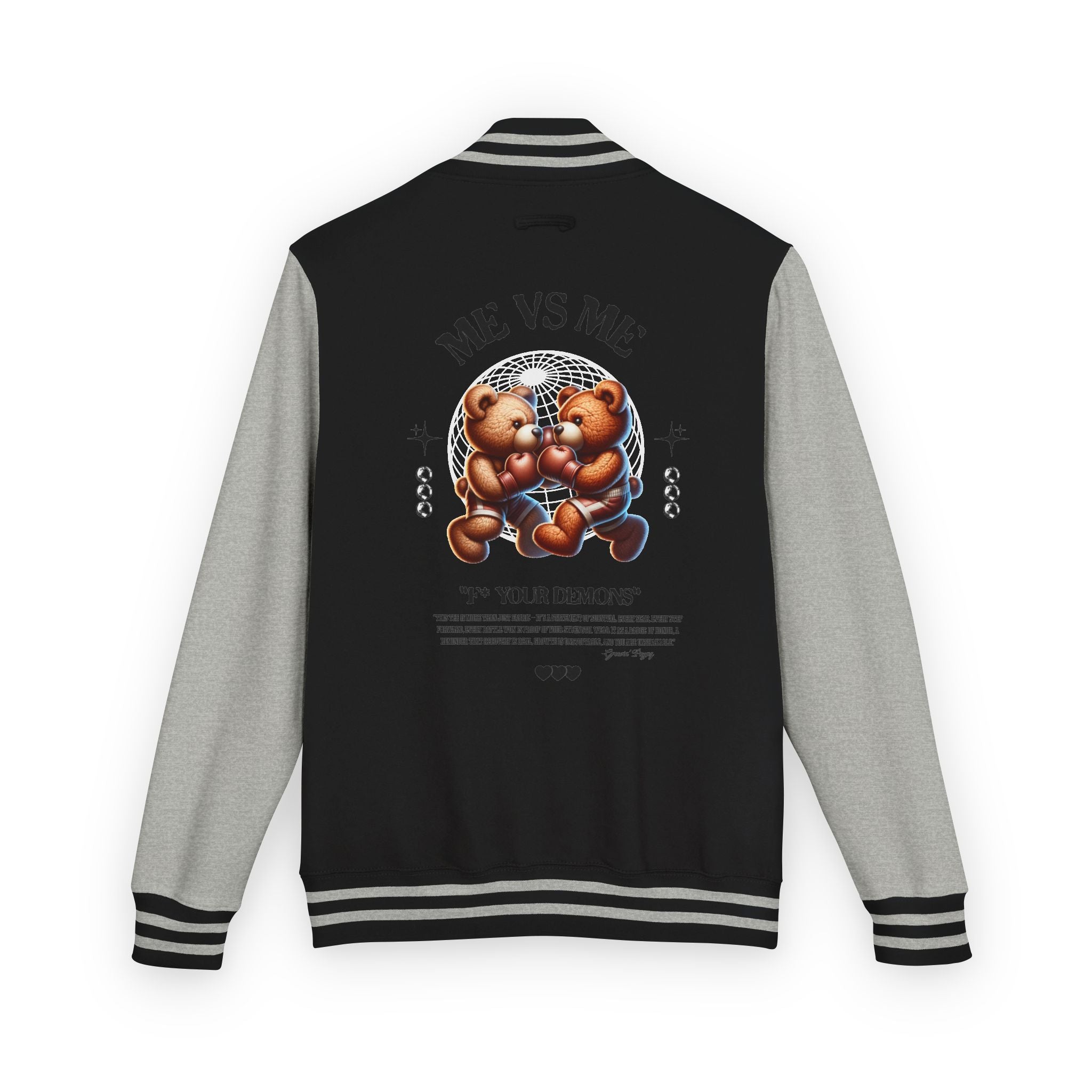 Retro Bear-Themed Unisex Heavyweight Letterman Jacket | Vintage Charm, Cozy Layer, Perfect Gift, Fashion Statement, Trendy Outerwear