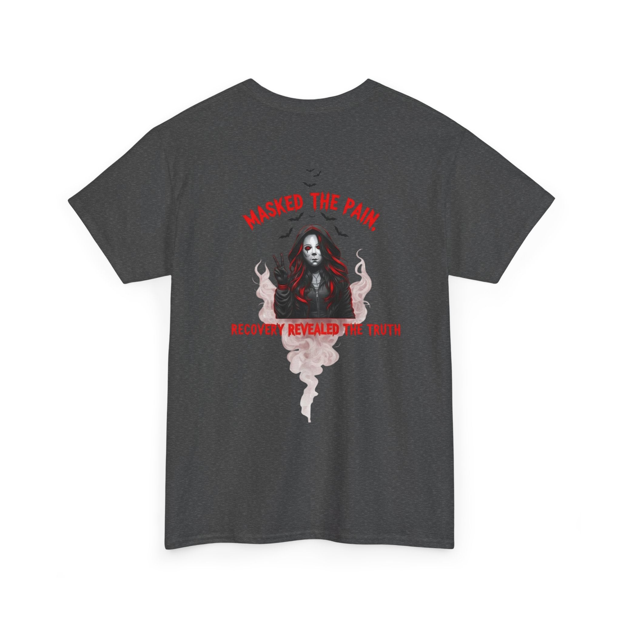 Masked the Pain Unisex Heavy Cotton Tee, Recovery Shirt, Grunge Fashion Tee, Statement Graphic Tee, Motivational Clothing