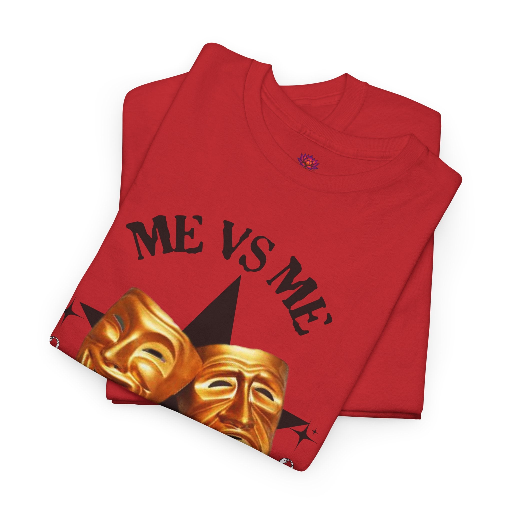 (DESIGN PRINT ON FRONT)  Me vs Me Unisex Heavy Cotton Tee, Motivational Shirt for Self Reflection, Gift for Friends, Casual Wear, Unique Graphic Tee