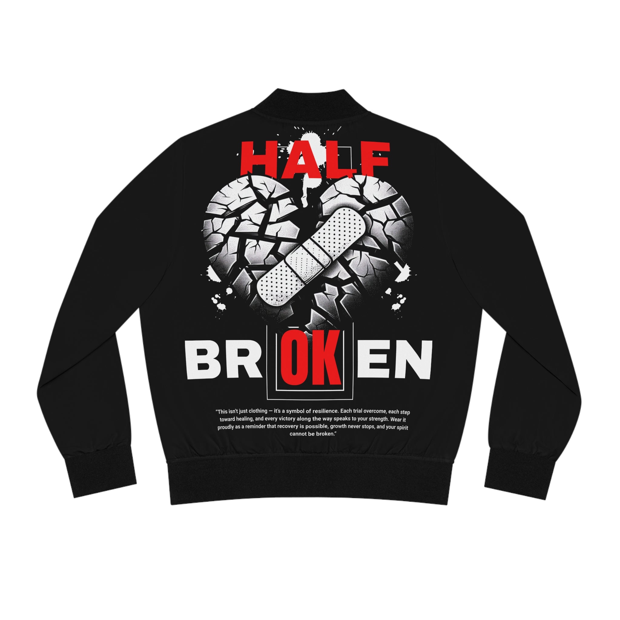 Half Broken Women's Bomber Jacket, Casual Layer, Inspirational Gift, Unique Streetwear, Trendy Outerwear, Fall Wardrobe Essential