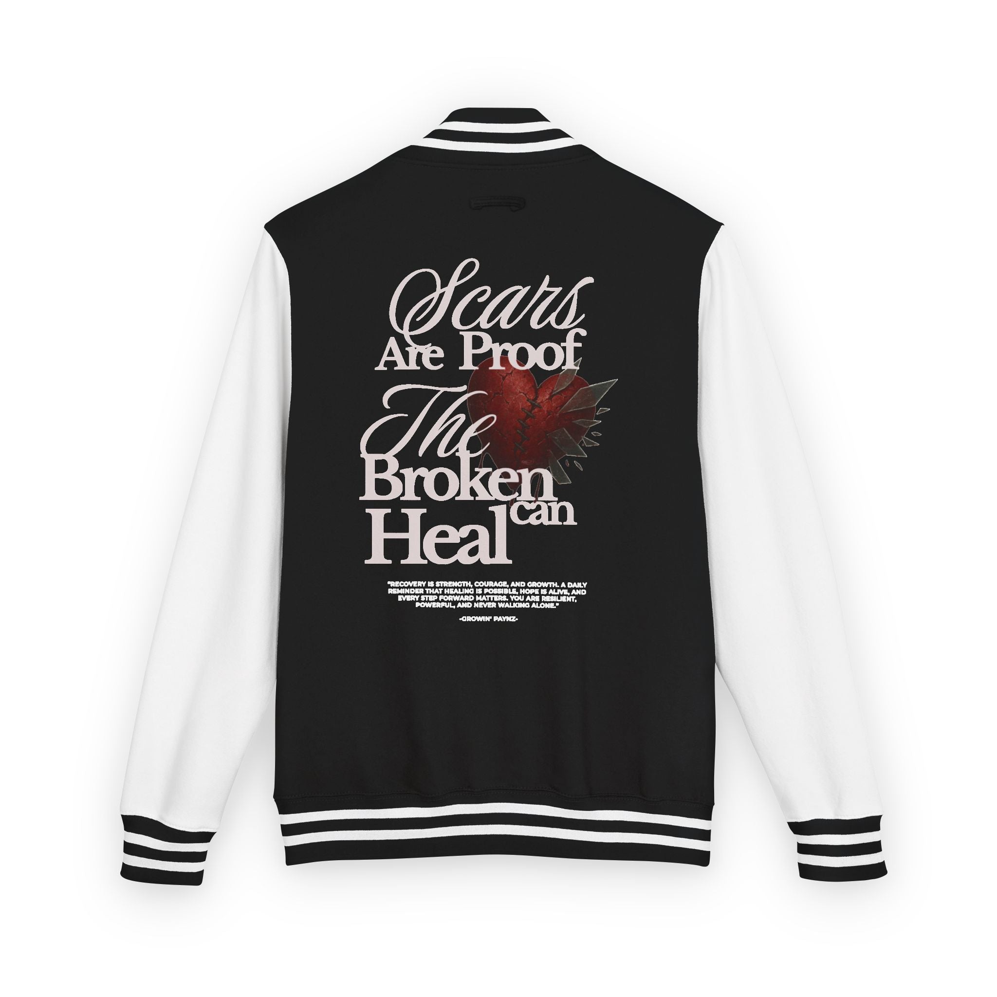 Unisex Heavyweight Letterman Jacket with Inspirational Quote - Perfect for College, Gifts, Motivational Wear, Casual Style, Team Spirit