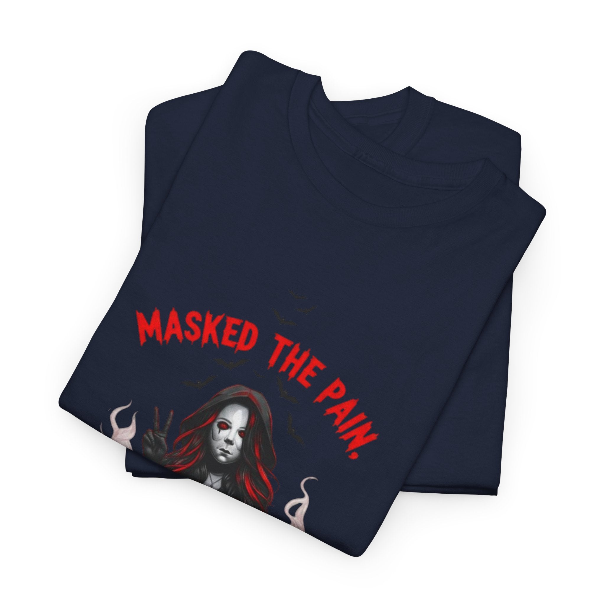 Gothic Graphic Tee - Masked The Pain, Recovery, Truth, Unisex Heavy Cotton Shirt, Alternative Fashion, Self-Care Apparel, Edgy Gift